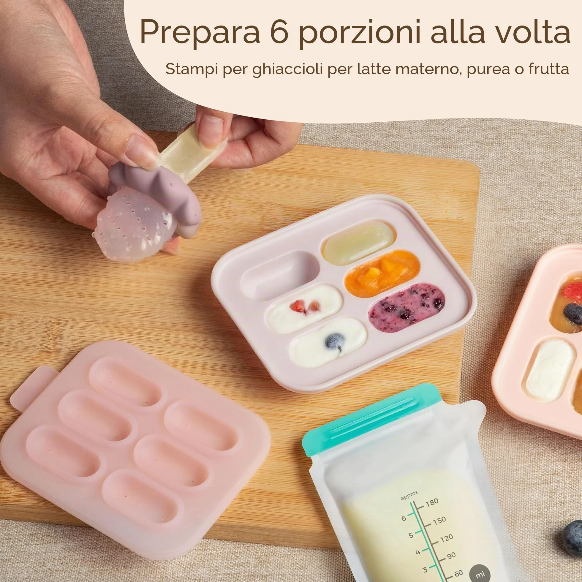 Moonkie succhietto per bambini con vassoio per congelatore, silicone senza BPA, 1 pezzo