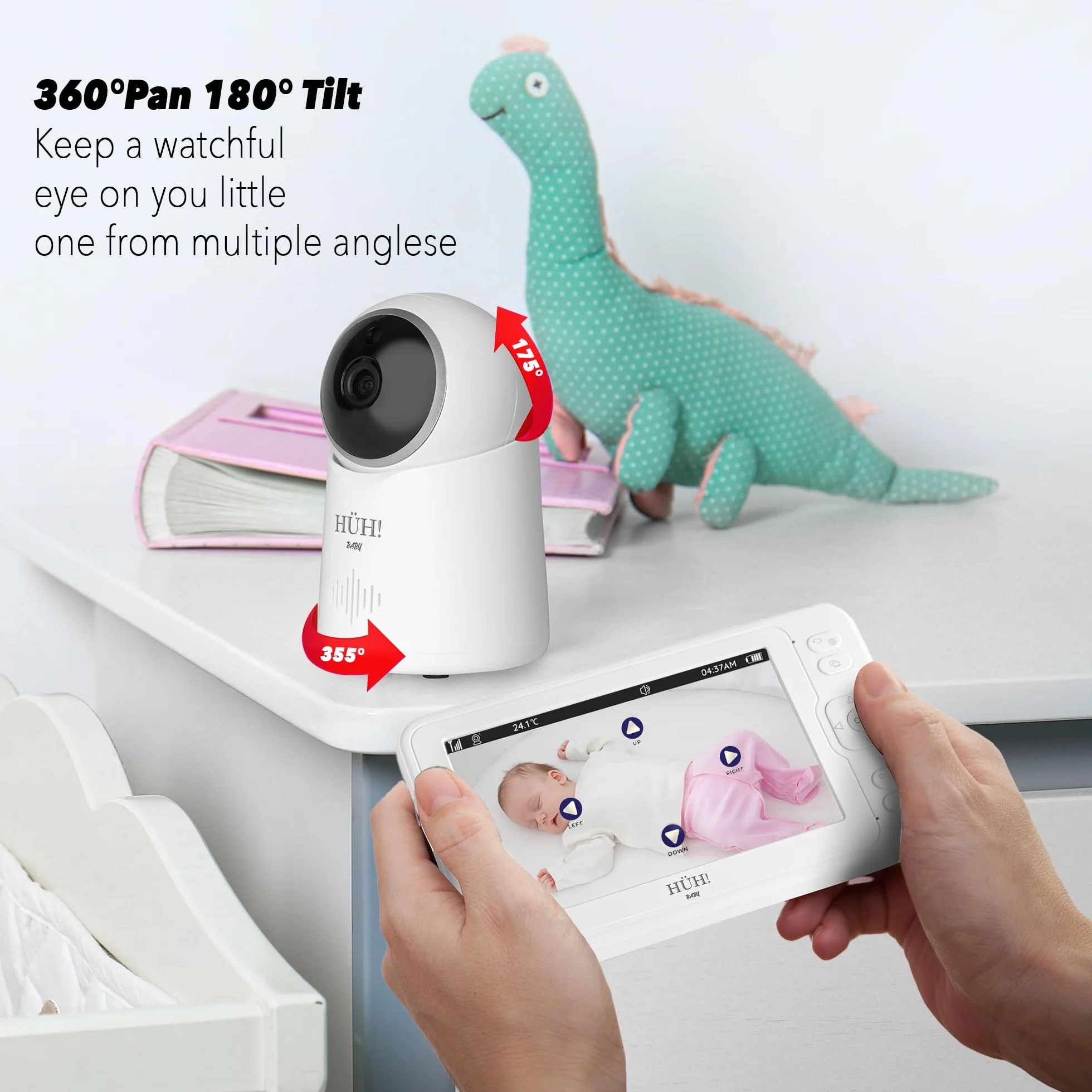 Baby Monitor Video e Audio 5" Senza WiFi Telecamera Neonati HD Visione Notturna Audio Bidirezionale VOX Batteria 3600mAh