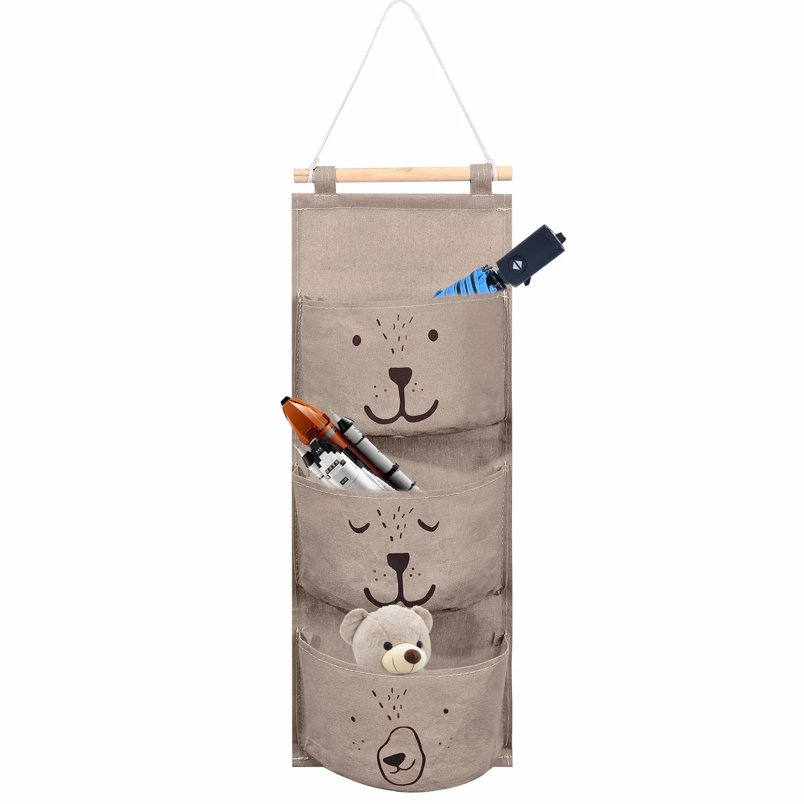 Borsa Portaoggetti da Parete con 3 Tasche, Organizer Appeso, Marrone