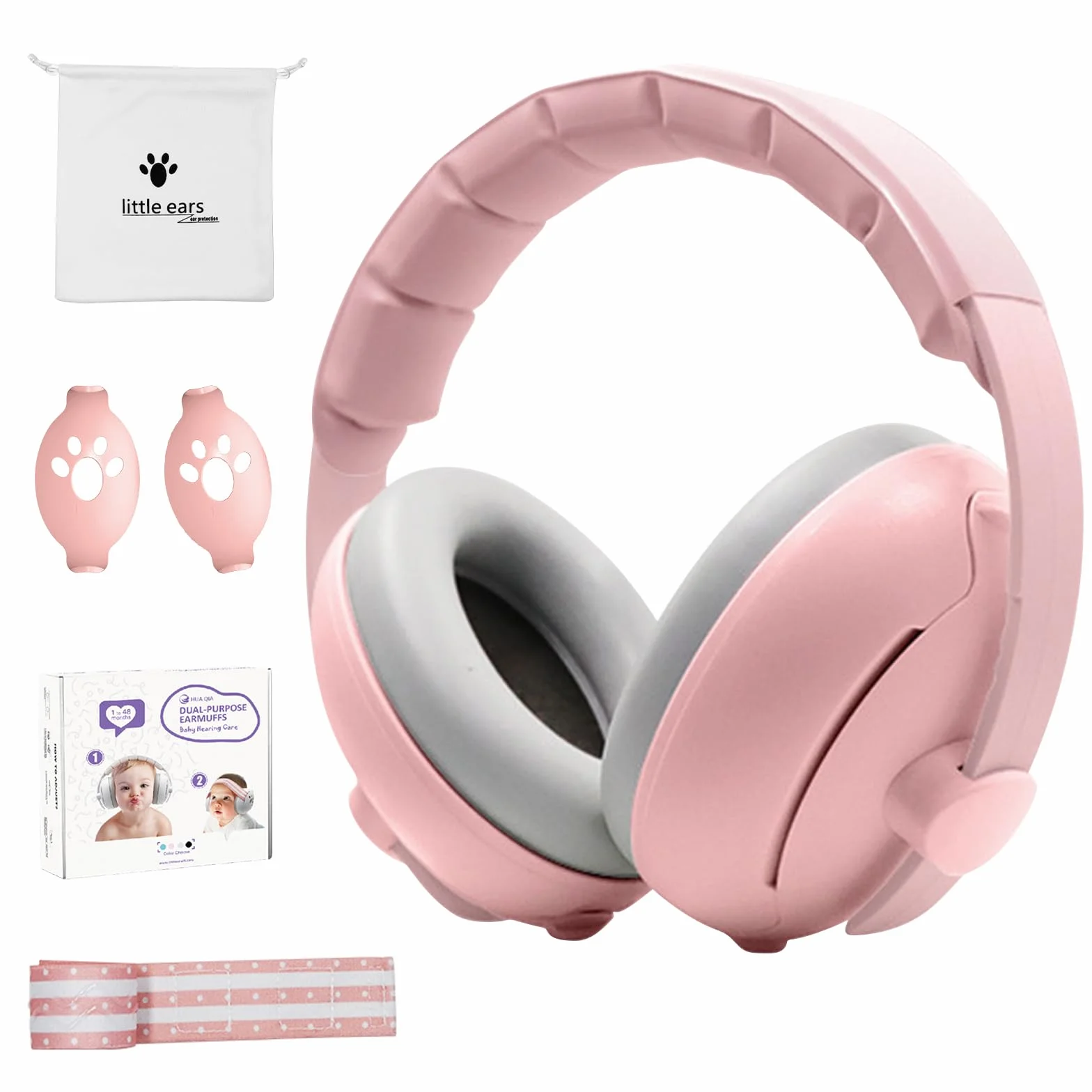 Cuffie Neonato Antirumore 2 in 1 Regolabili Protezione Acustica per Bambini Fino a 48 Mesi