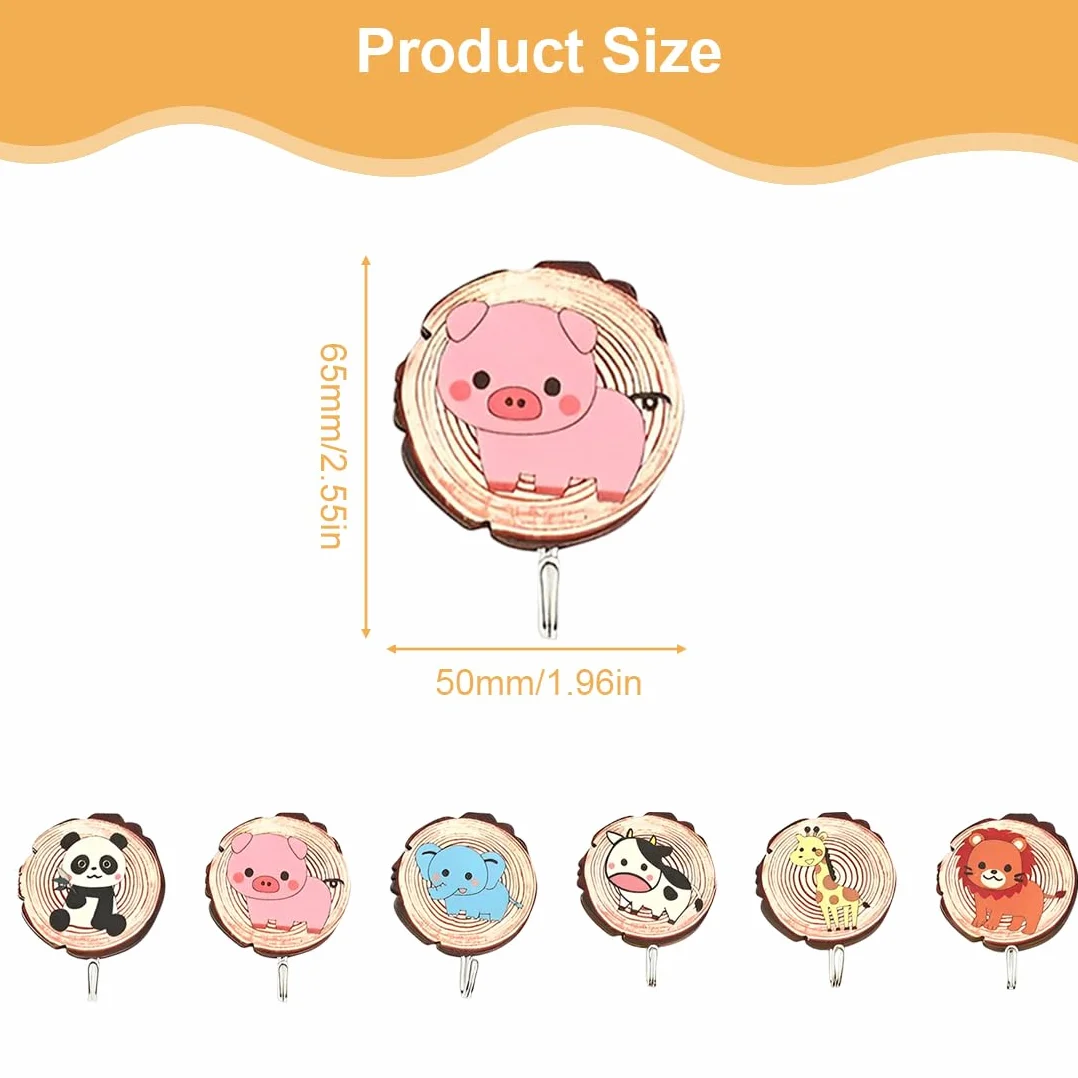 Ganci Autoadesivi per Bambini a Forma di Animale, 6 pezzi, Senza Foratura, per Cappotti Asciugamani Ombrelli Cappelli