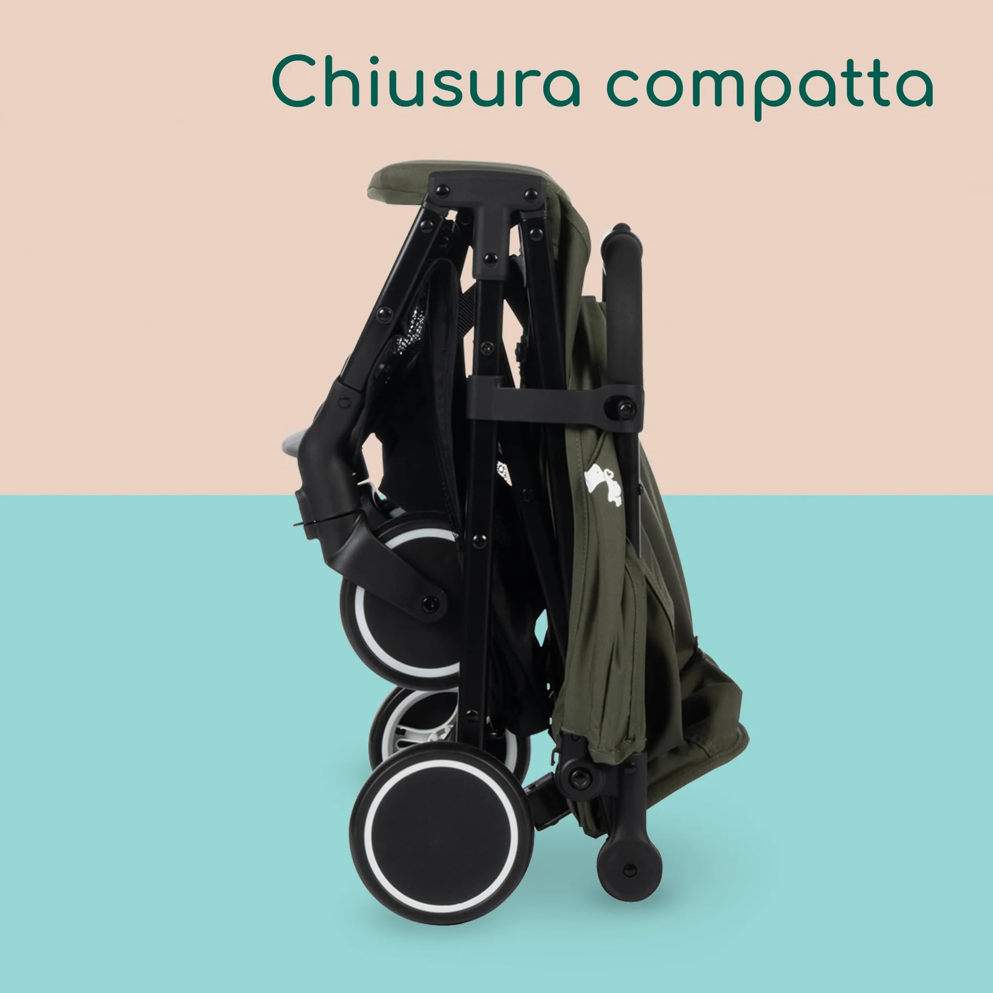 Bebeconfort Soko Passeggino leggero 5,6 kg, kompaktowy, składany, 0-3,5 lat, 0-15 kg, zielony mineralny