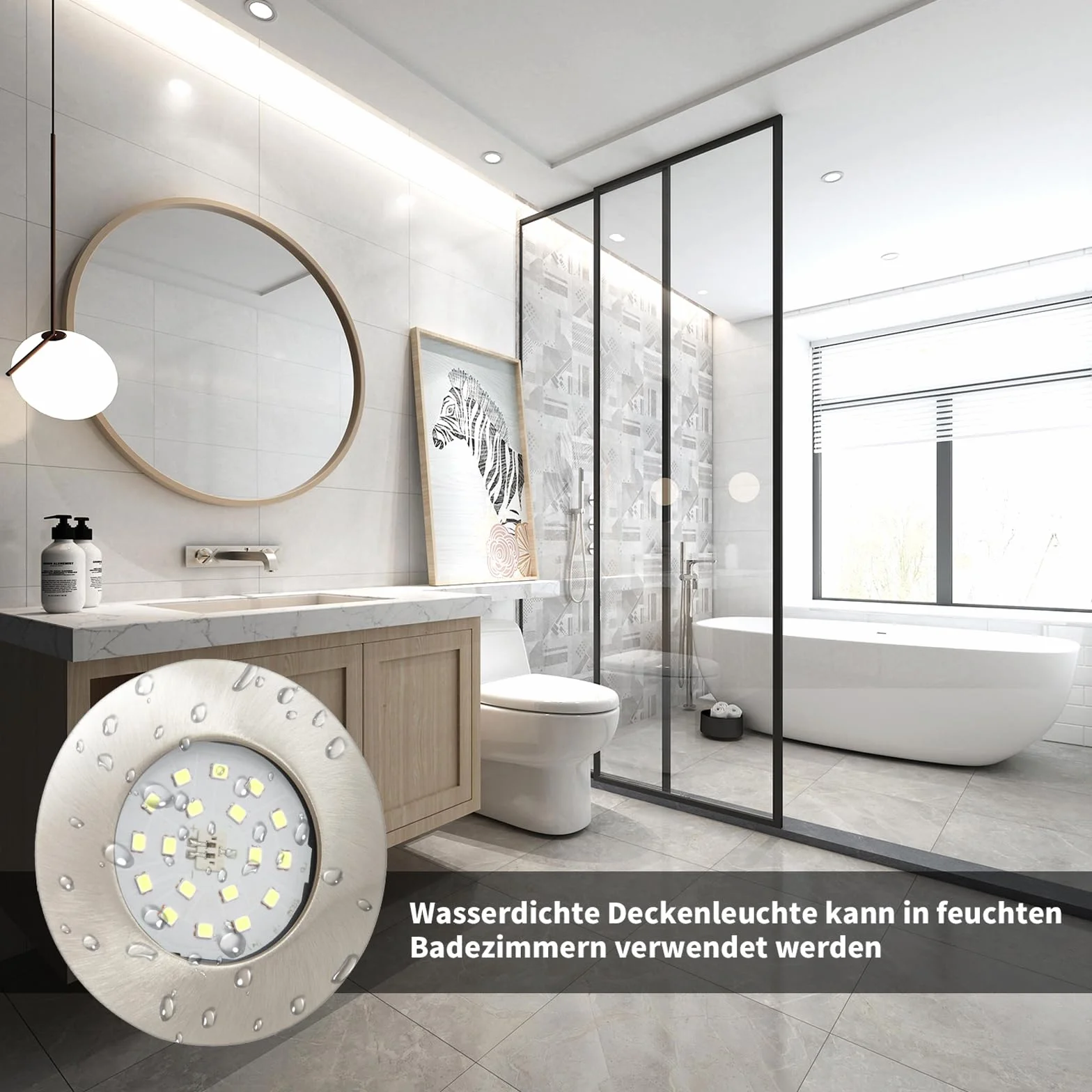 Faretti LED da Incasso per Cartongesso 5W,IP44 Luce Fredda 500LM,Foro 60-68mm per Bagno Cucina,Esterno Ultra Slim 30mm,Faretti Led Soffitto Inox 220V Set di 6