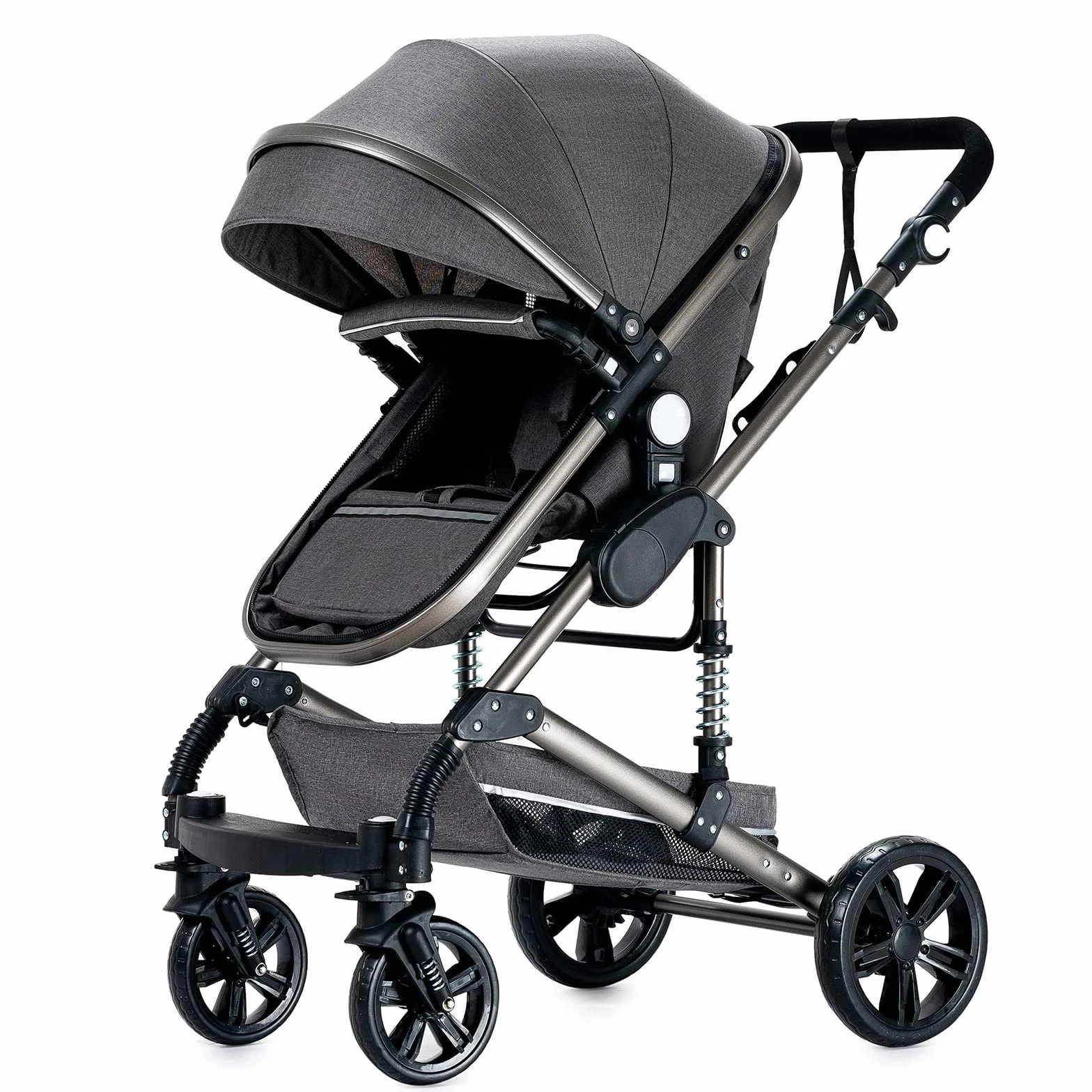 Magic Trio Passeggino 3 in 1 Carrozzina Neonati Portatile Pieghevole Un Clic Spinta Reversibile Grigio