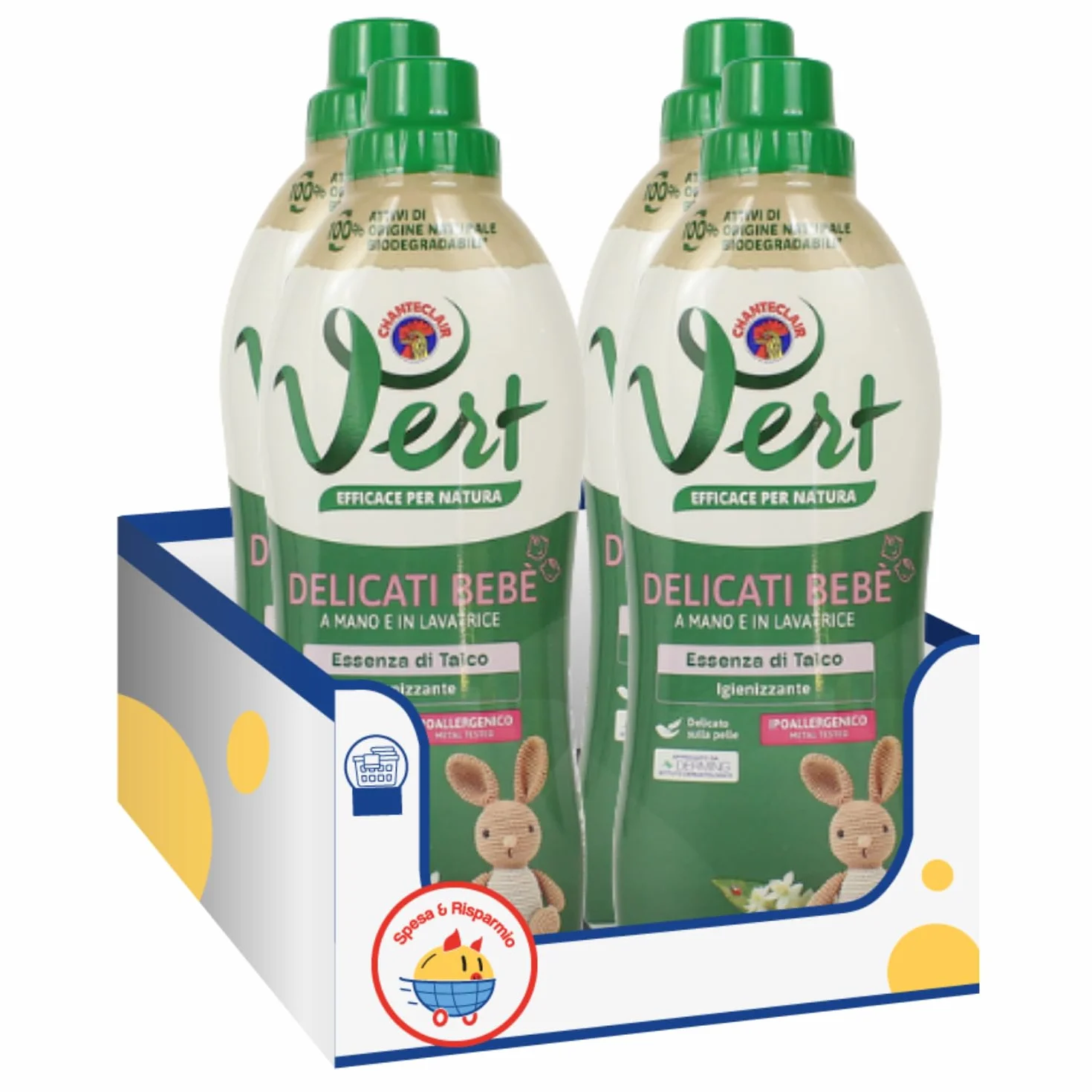 Detergente liquido per bucato capi delicati bebè 750 ml kit con spugna brandizzata SPESA & RISPARMIO 4 pezzi
