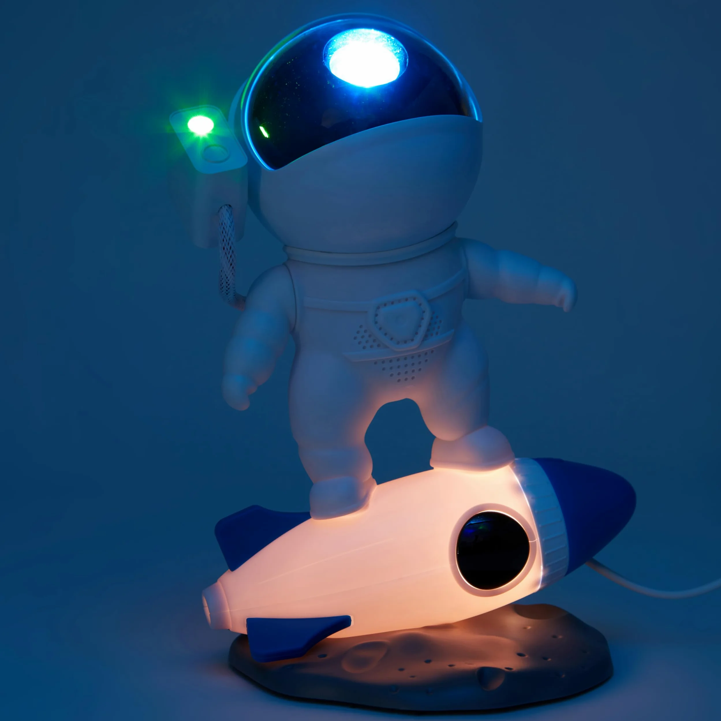 Wireless Express Rocket Man - Altoparlante Bluetooth Astronauta con Proiettore Luce Notte Stellata, Rumore Bianco, Timer, Testa Rotante, Telecomando