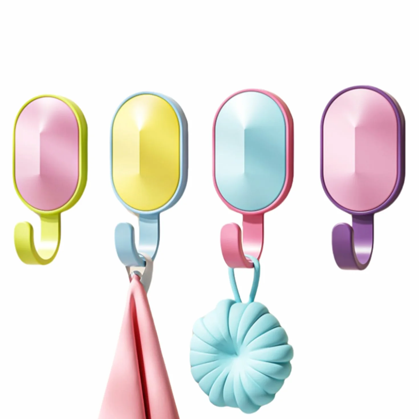 Ganci adesivi da parete per bambini 4 pezzi colorati senza foratura