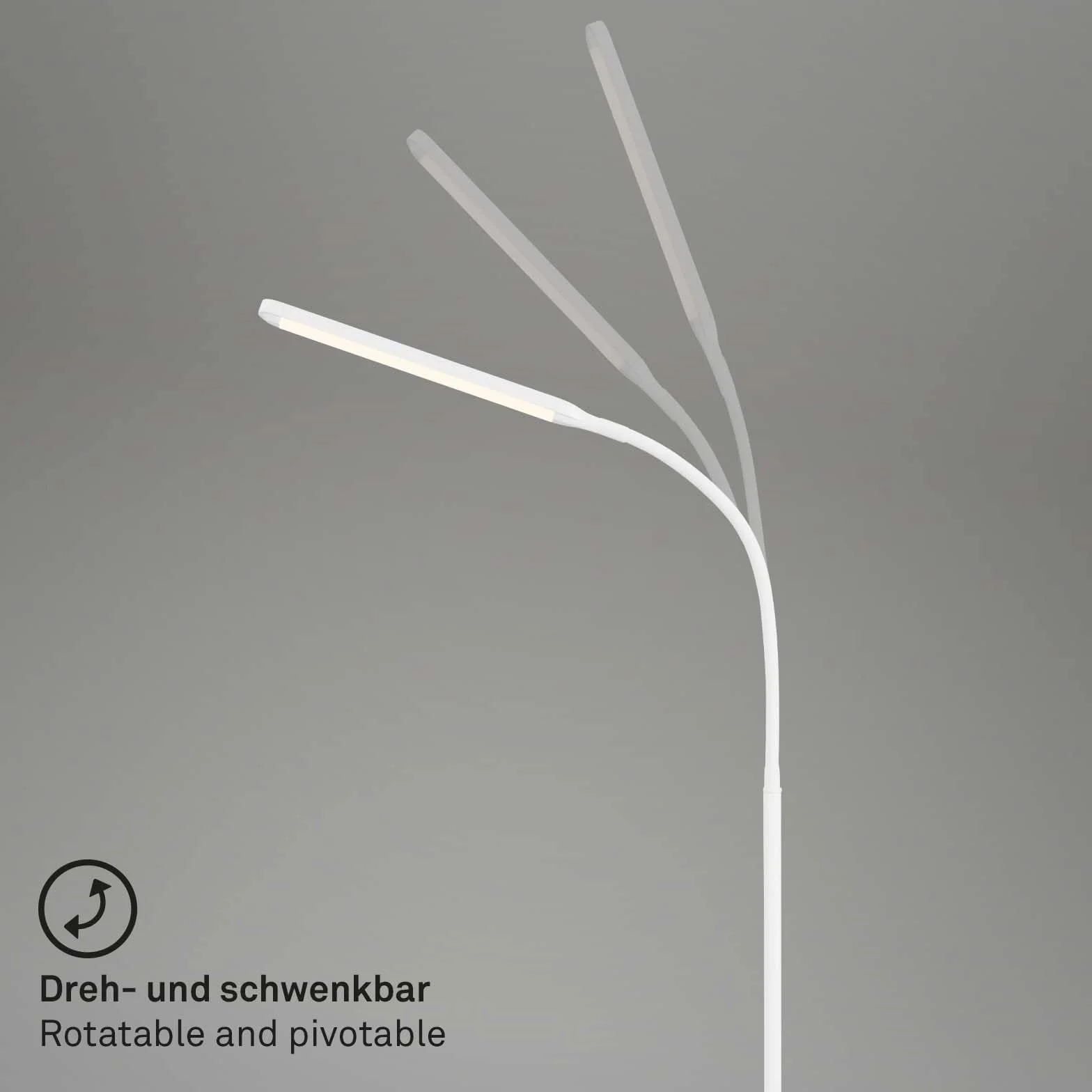 Briloner Lampada da Terra LED Dimmerabile Come Decorazione in Soggiorno e Lampada da Lettura, Lampada LED Orientabile, Lampada da Soggiorno, Touch, Illuminazione Indiretta, Bianco (1472016)