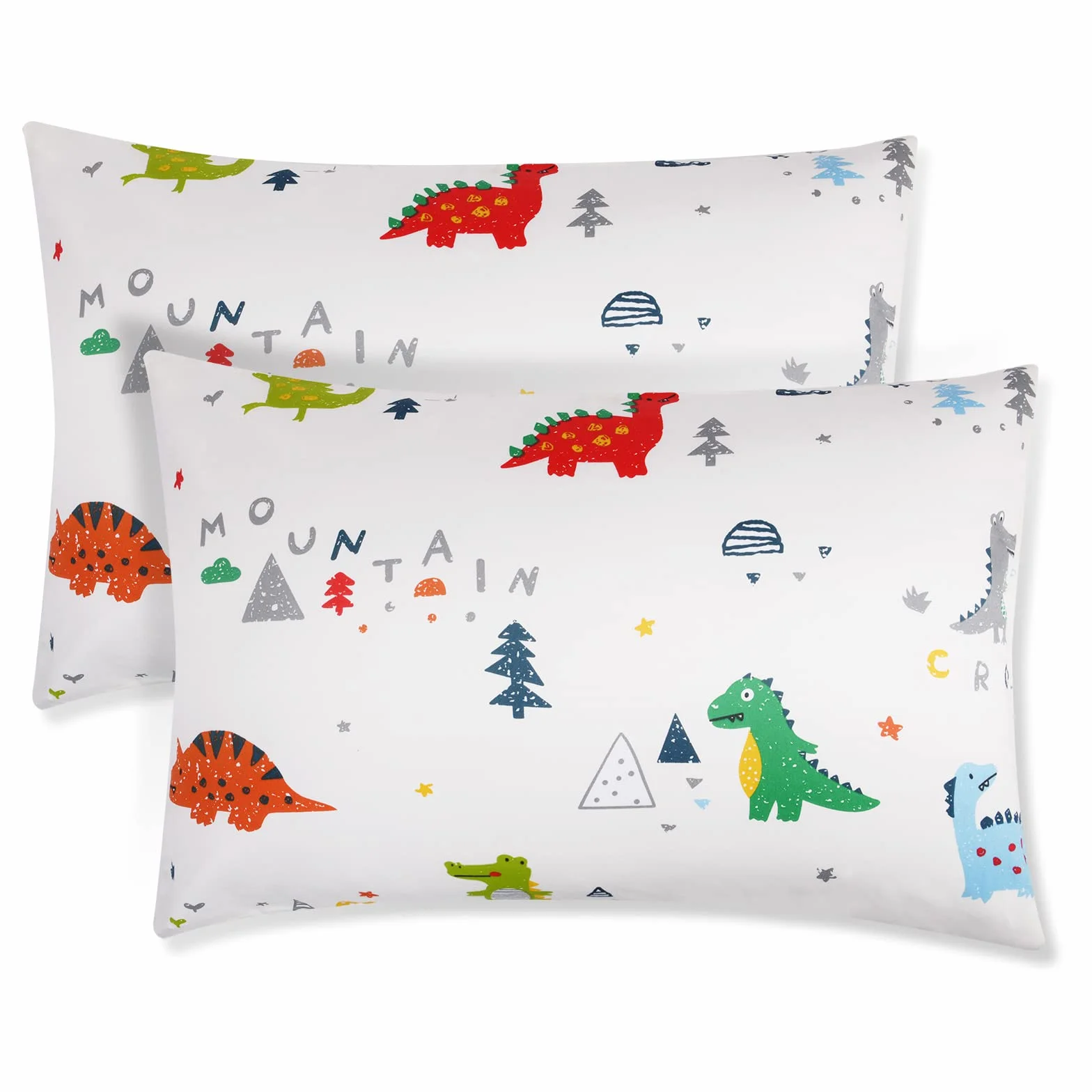 Vicloon Federa per Cuscini per Bambini 2 Pezzi 40x60 cm 100% Cotone Modello Dinosauro