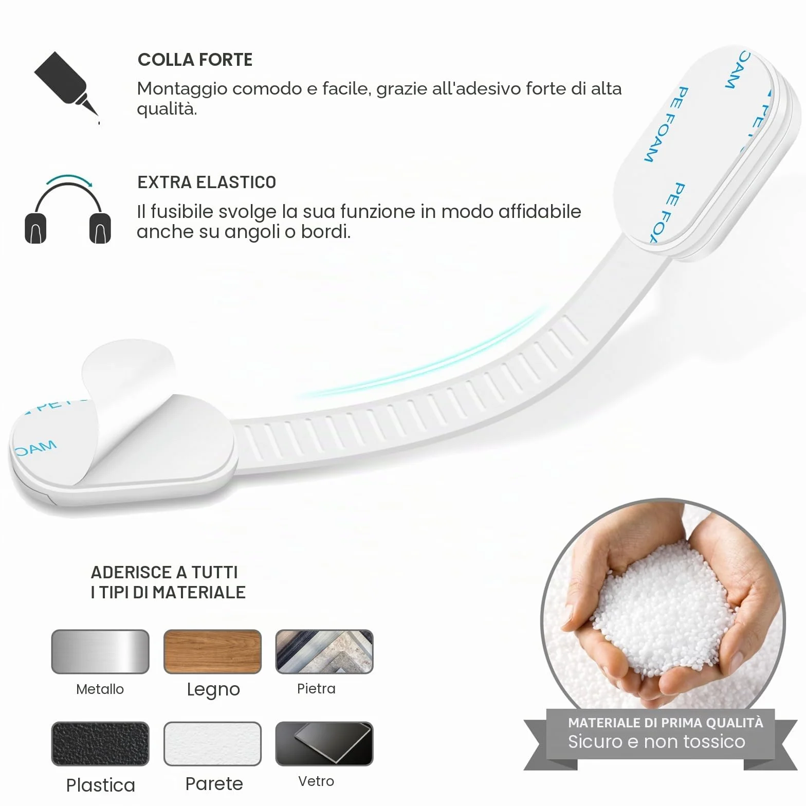 Kimsky Blocca Cassetti Bambini per Armadietto, Cassetto, Frigorifero, Sicurezza Senza Perforazione, Bianco