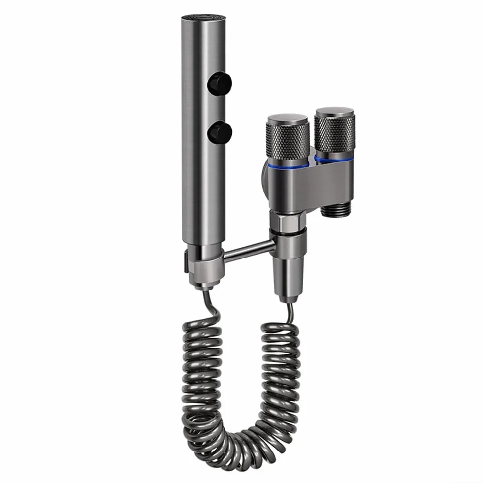 Set spruzzatore bidet in acciaio inox doccetta WC rubinetto acqua alta pressione argento