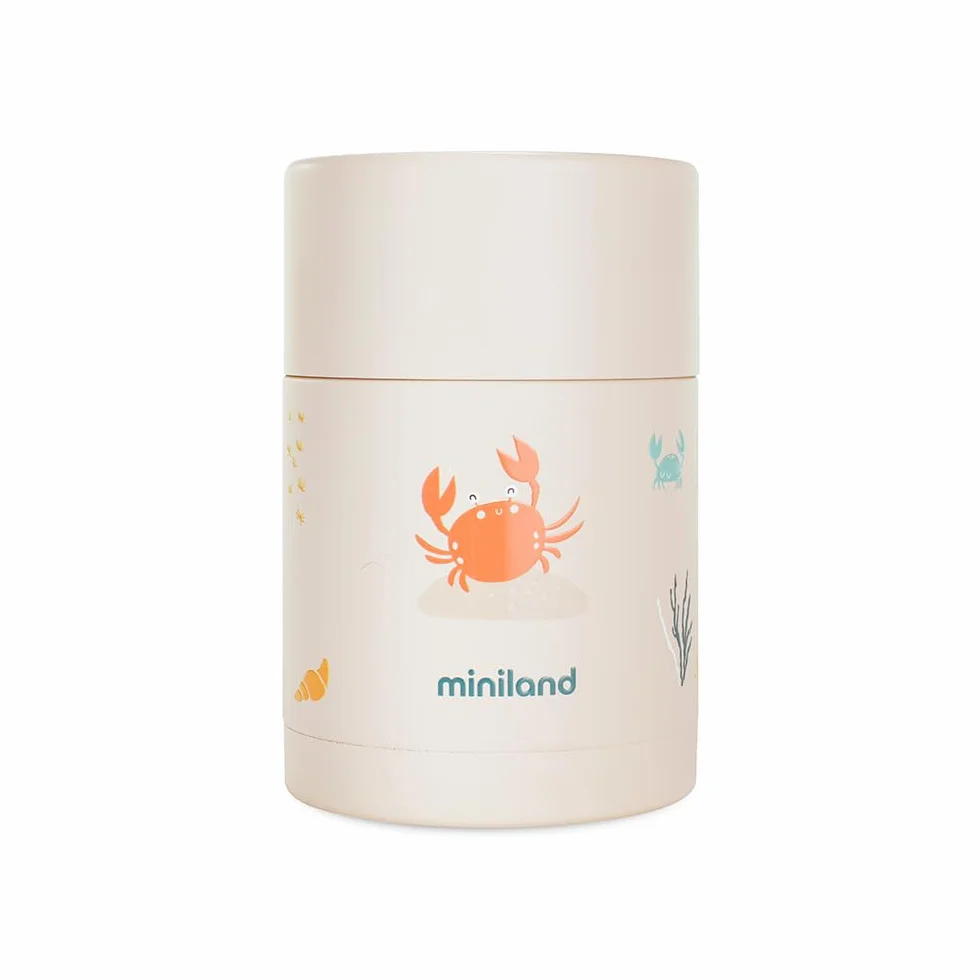 Miniland Thermos Bebè per Alimenti 600ml Acciaio Inox Mantiene Temperatura 24h Chiusura Ermetica Doppia Parete