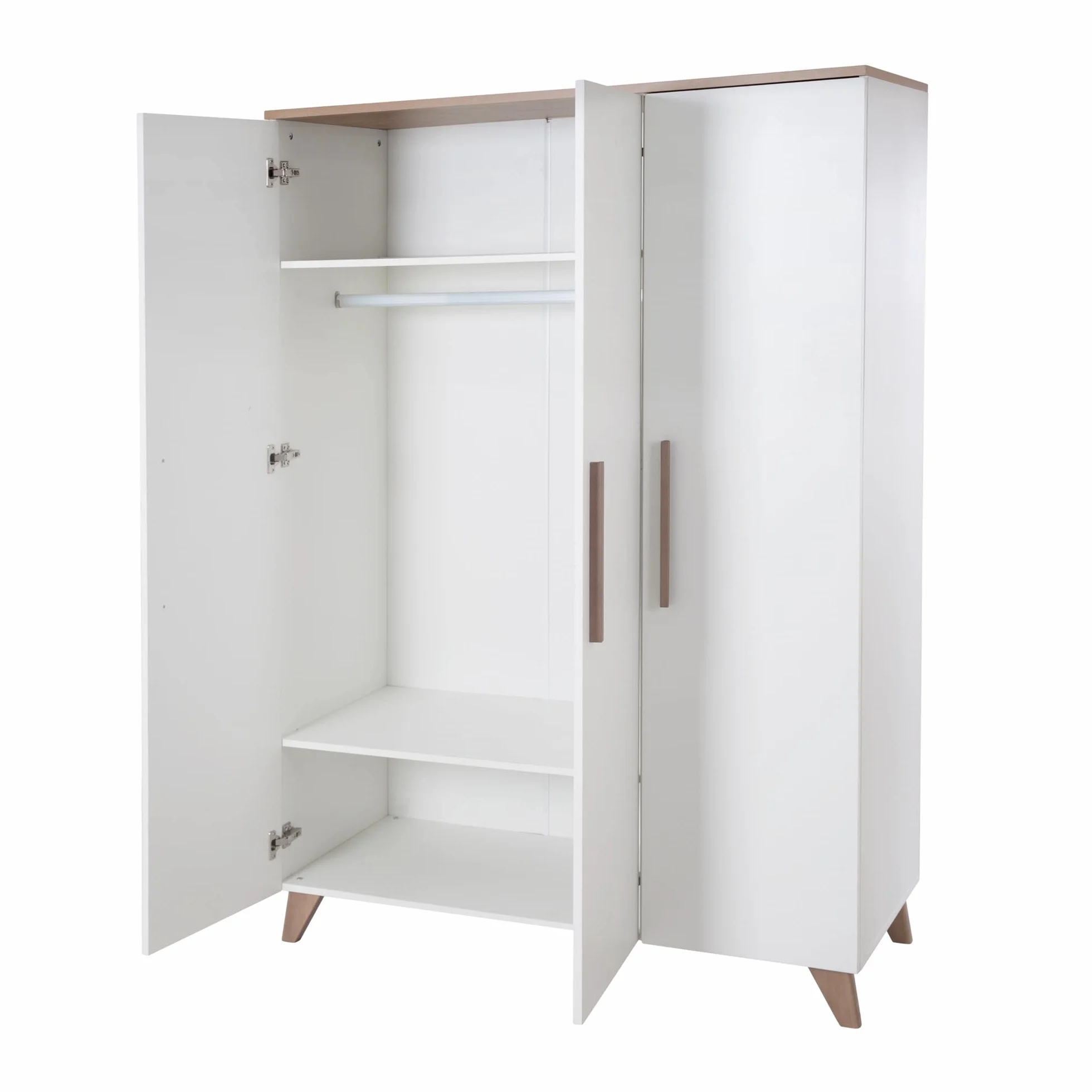roba Set per cameretta bambini 3 pezzi Lettino 70x140 cm convertibile fasciatoio 3 cassetti armadio bambini Maniglie piedi legno massello Bianco rovere scuro