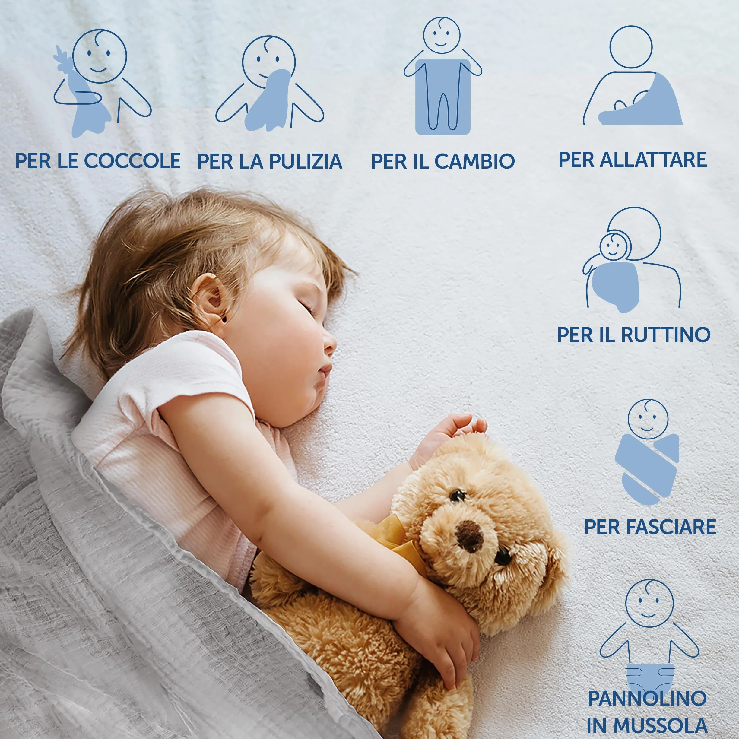 Teli Mussola Neonato 70x70 cm 4 Pezzi Oeko-Tex Standard 100 Stelle Grigio