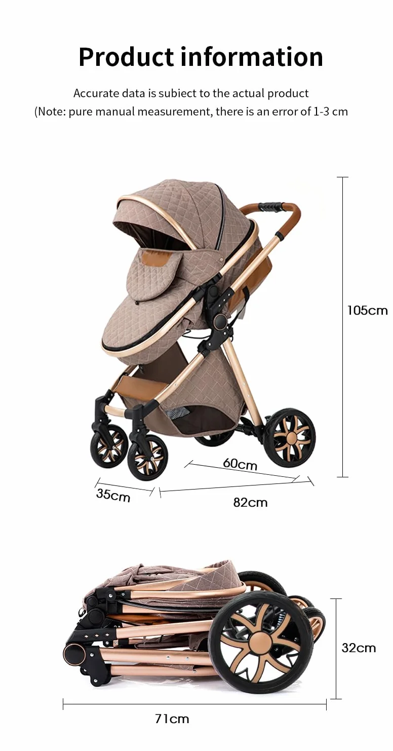 YAZOCO Passeggino 3 in 1 Trio Carrozzina Pieghevole Neonato Set con Parapiedi Zanzariera