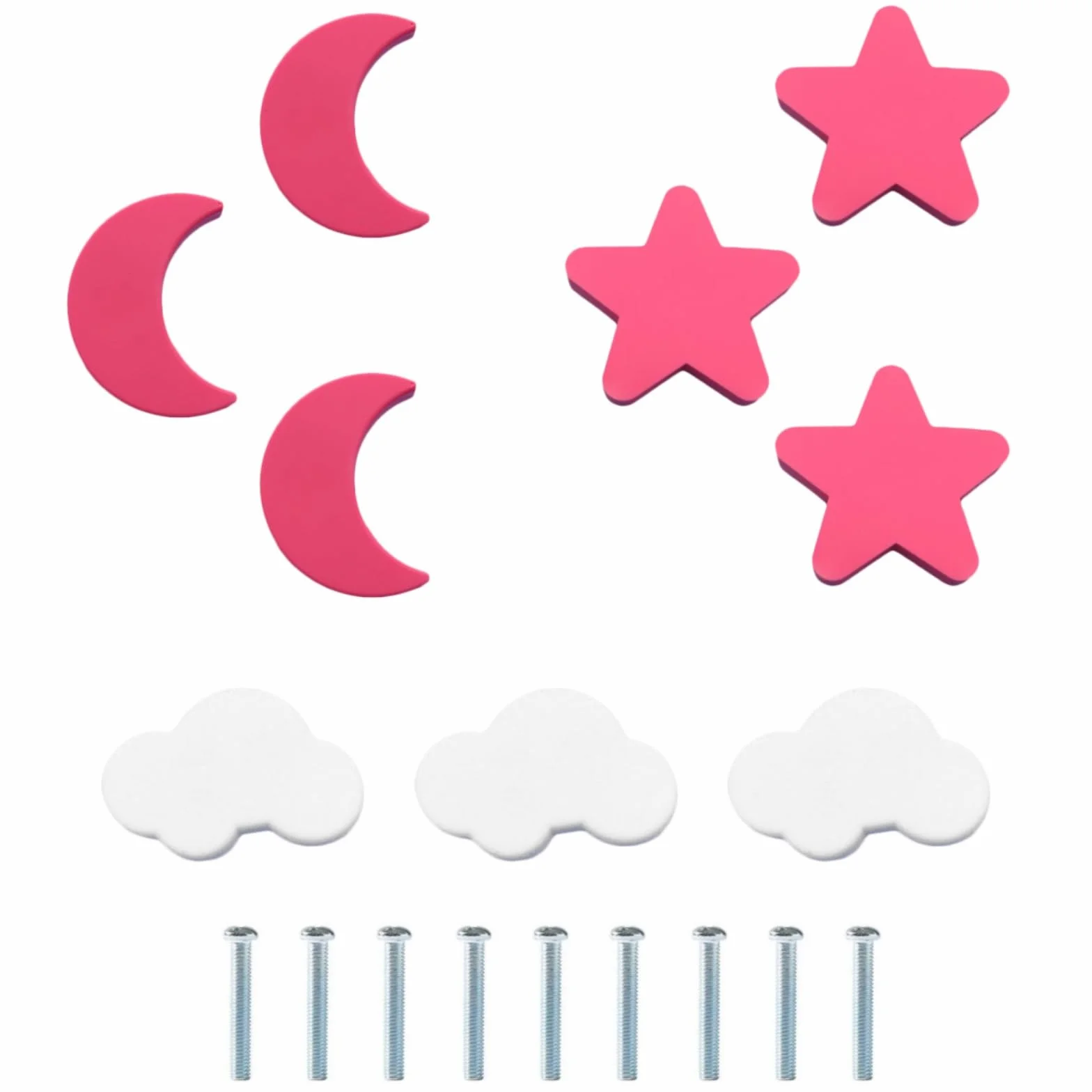 Maniglie per mobili da cucina anticollisione 9 pezzi gomma morbida stelle luna nuvole Rosa