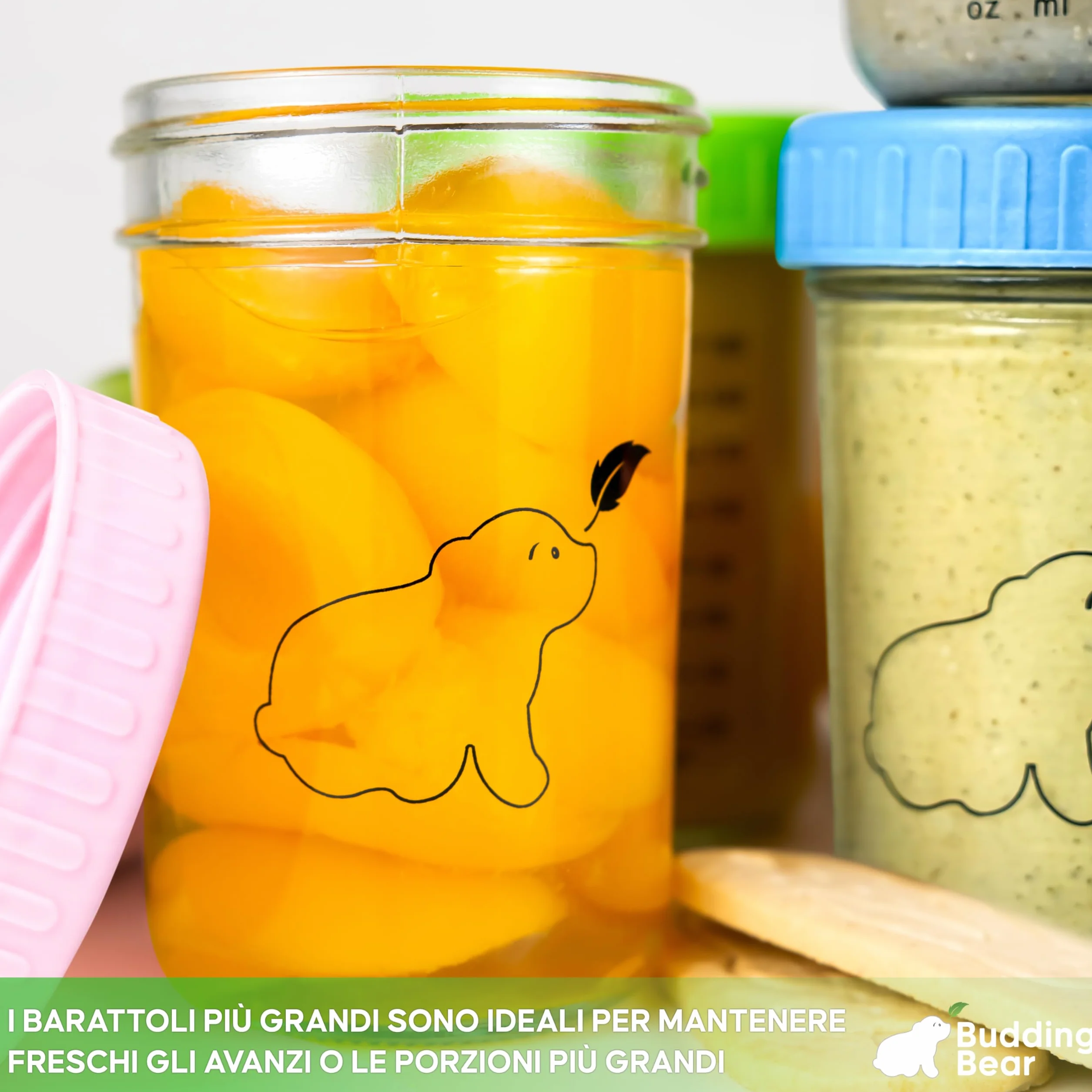 Contenitori in Vetro per Bambini 240 ml 6 Pezzi - Sicuri per Microonde Freezer - Senza BPA - Vasetti Pappa Riutilizzabili