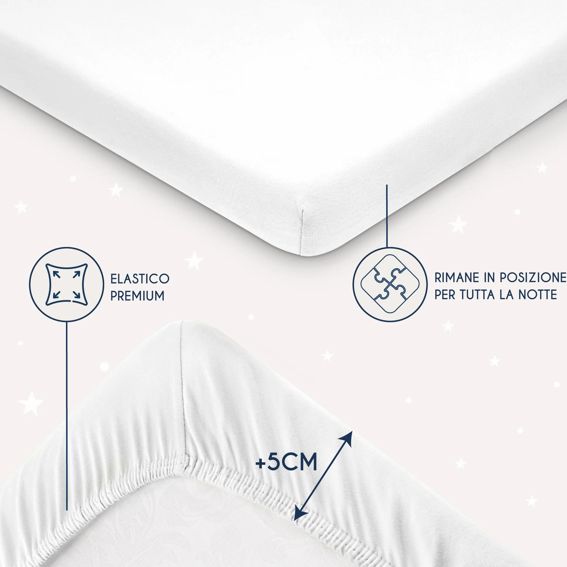 Dreamzie Lenzuolo con Angoli Cotone Bambini 60x120 70x140 Oeko Tex Bianco