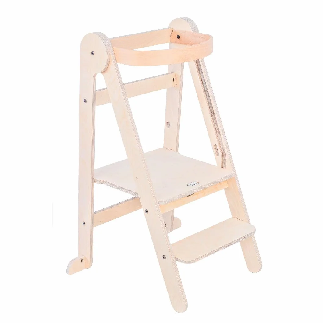 Mamatoyz 08FNAT Torre Montessoriana di Apprendimento Pieghevole Multiuso in Legno Naturale di Betulla con 2 Altezze Regolabili