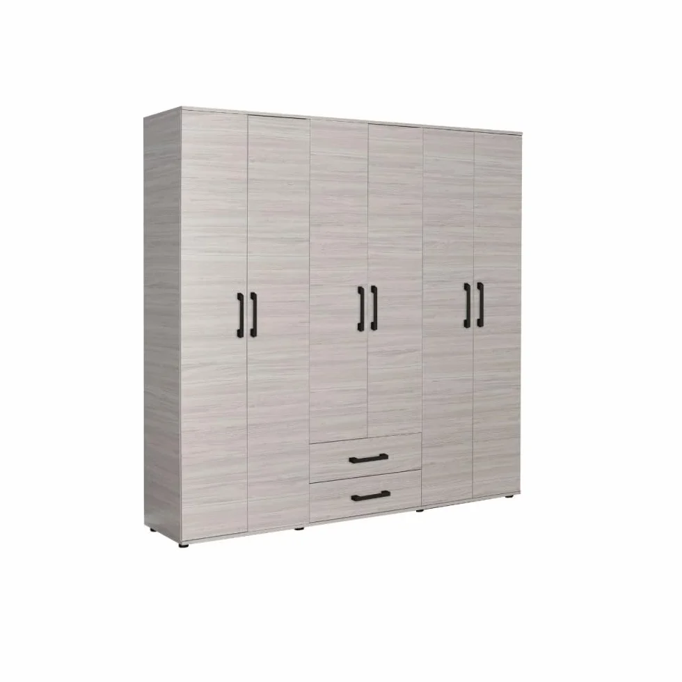Indomita Armadio 6 ante 2 cassetti rovere 200x45x180H