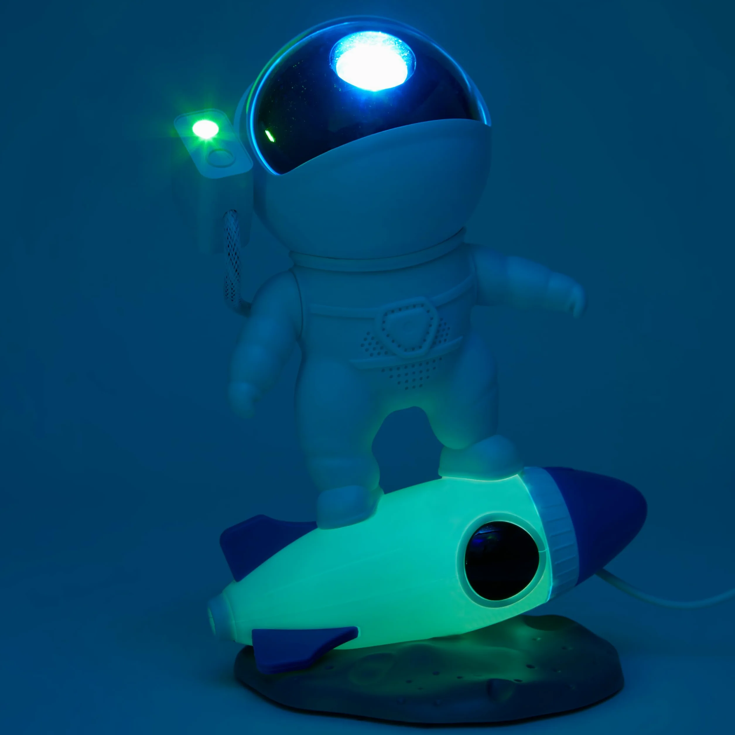 Wireless Express Rocket Man - Altoparlante Bluetooth Astronauta con Proiettore Luce Notte Stellata, Rumore Bianco, Timer, Testa Rotante, Telecomando