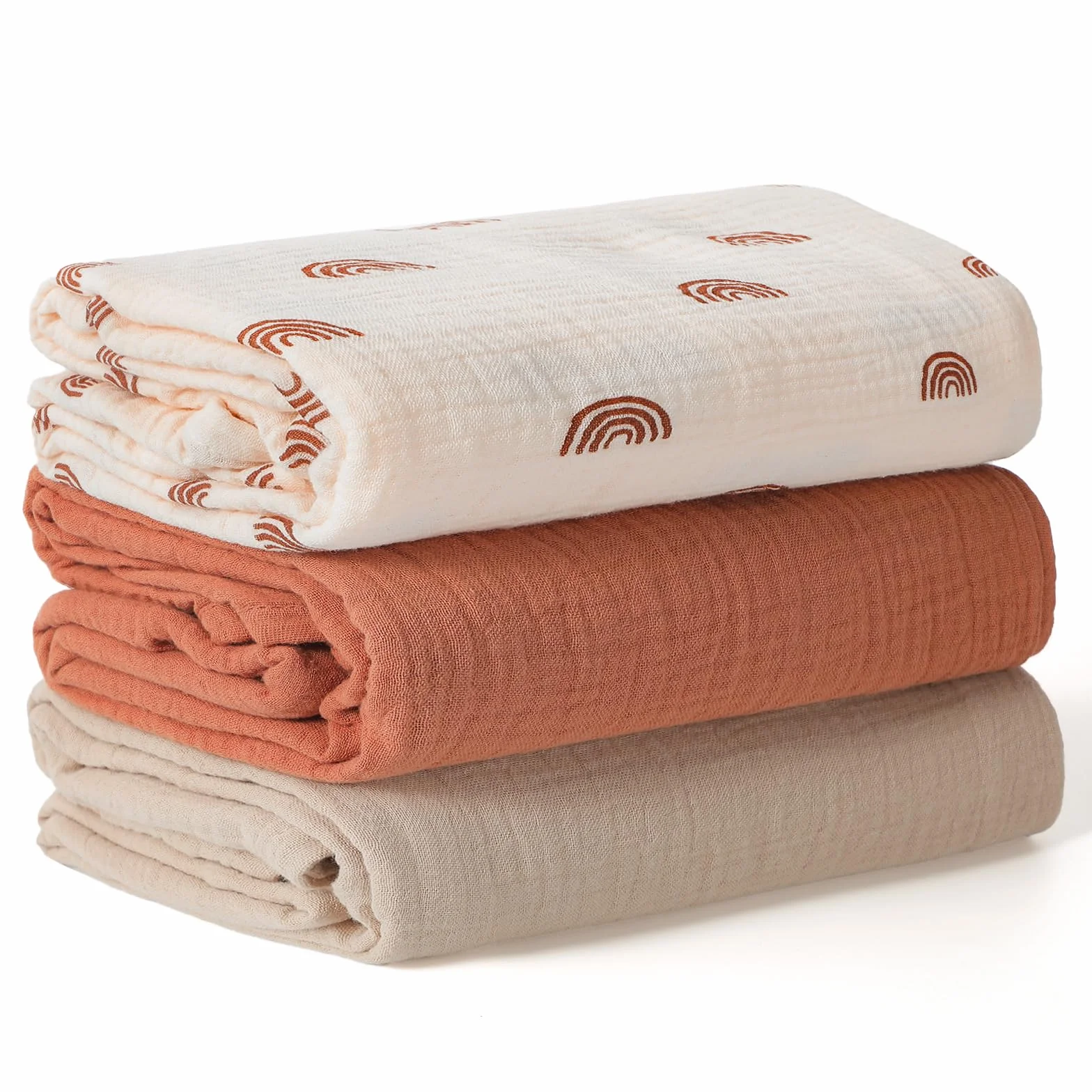 Mussole Neonato 100 x 100 cm 3 Pack Morbido Copertine in Mussola Cotone Unisex Avvolgenti Regalo Bambino Arcobaleno
