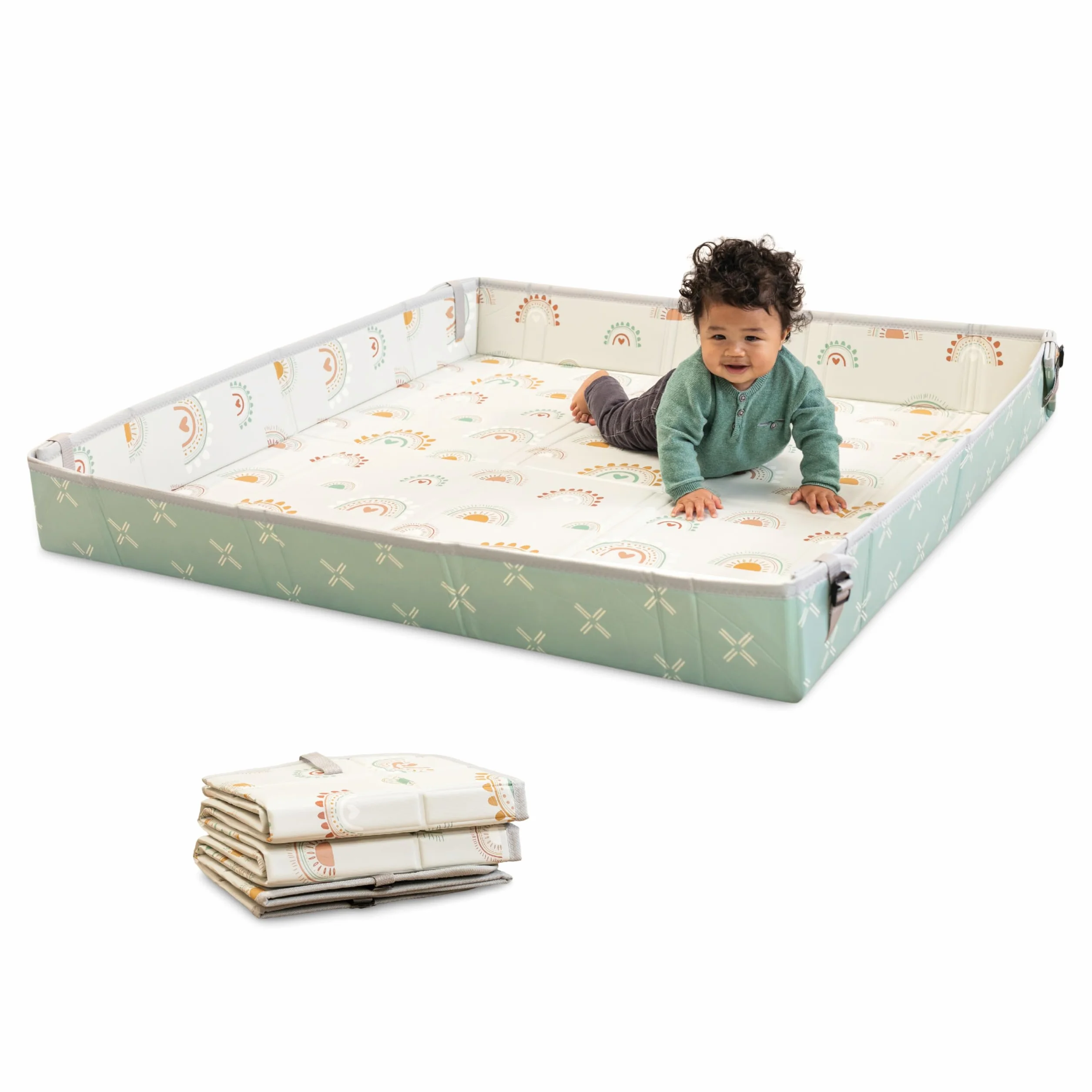 Infantino Foldable Soft Foam Mat, Extra Large Double-Sided Baby Play Mat, Non Slip Crawling for Infants & Toddlers