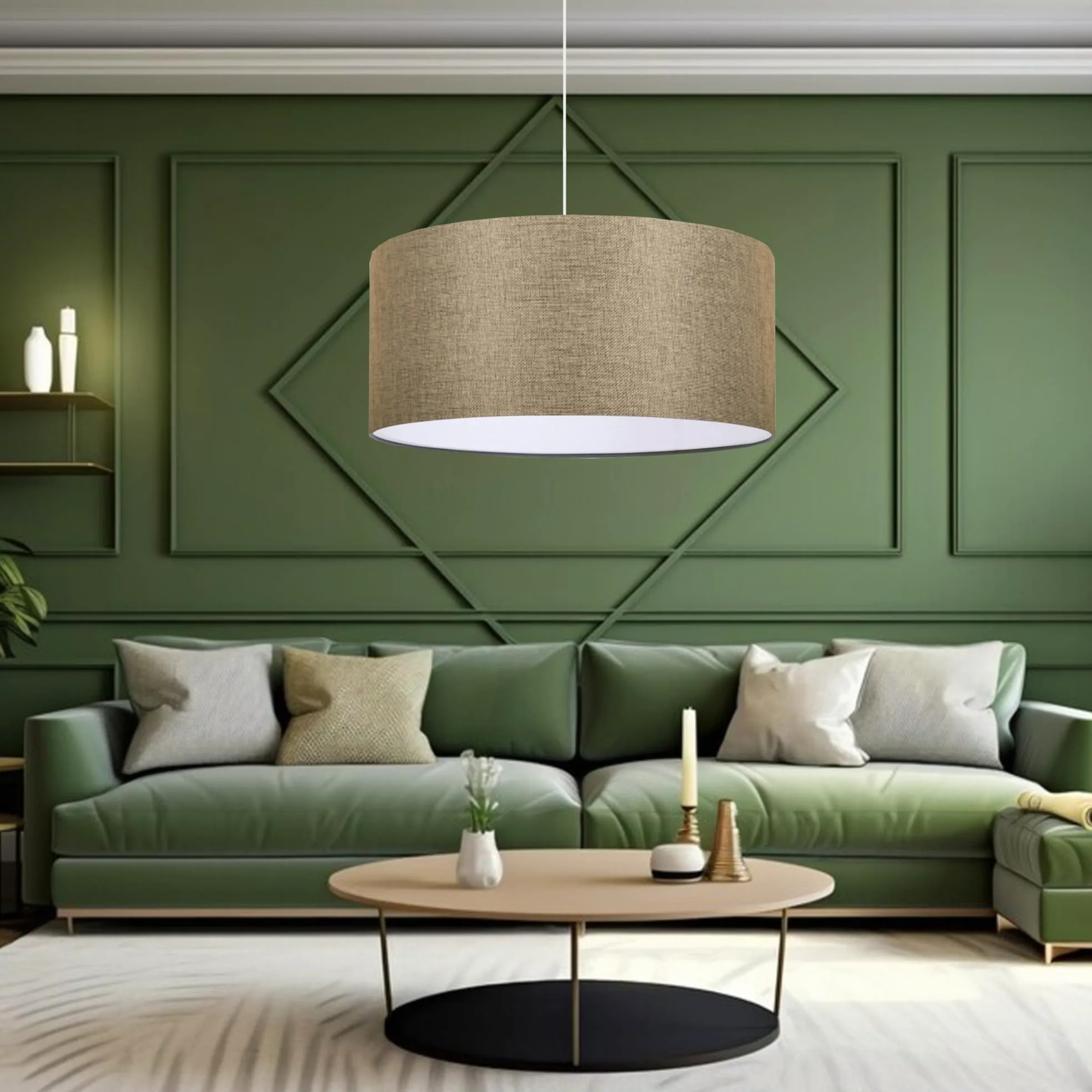 lux.pro Lampada a Sospensione Lampada da Soffitto con Paralume Cilindrico Lampada Pendente con Abat-Jour in Tessuto - Beige