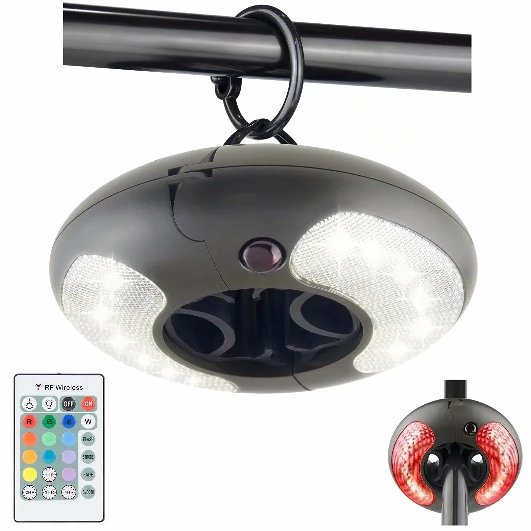 HONWELL Illuminazione a LED per esterni, per ombrellone, con telecomando RF, da campeggio, senza fili, per ombrellone da tavolo, giardino