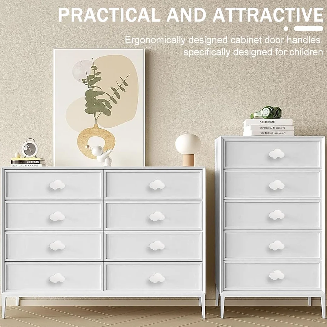 Pomelli per Cassetti Forma Nuvola Morbida Bianco 4 Pezzi Decorativi per Mobili Bambini