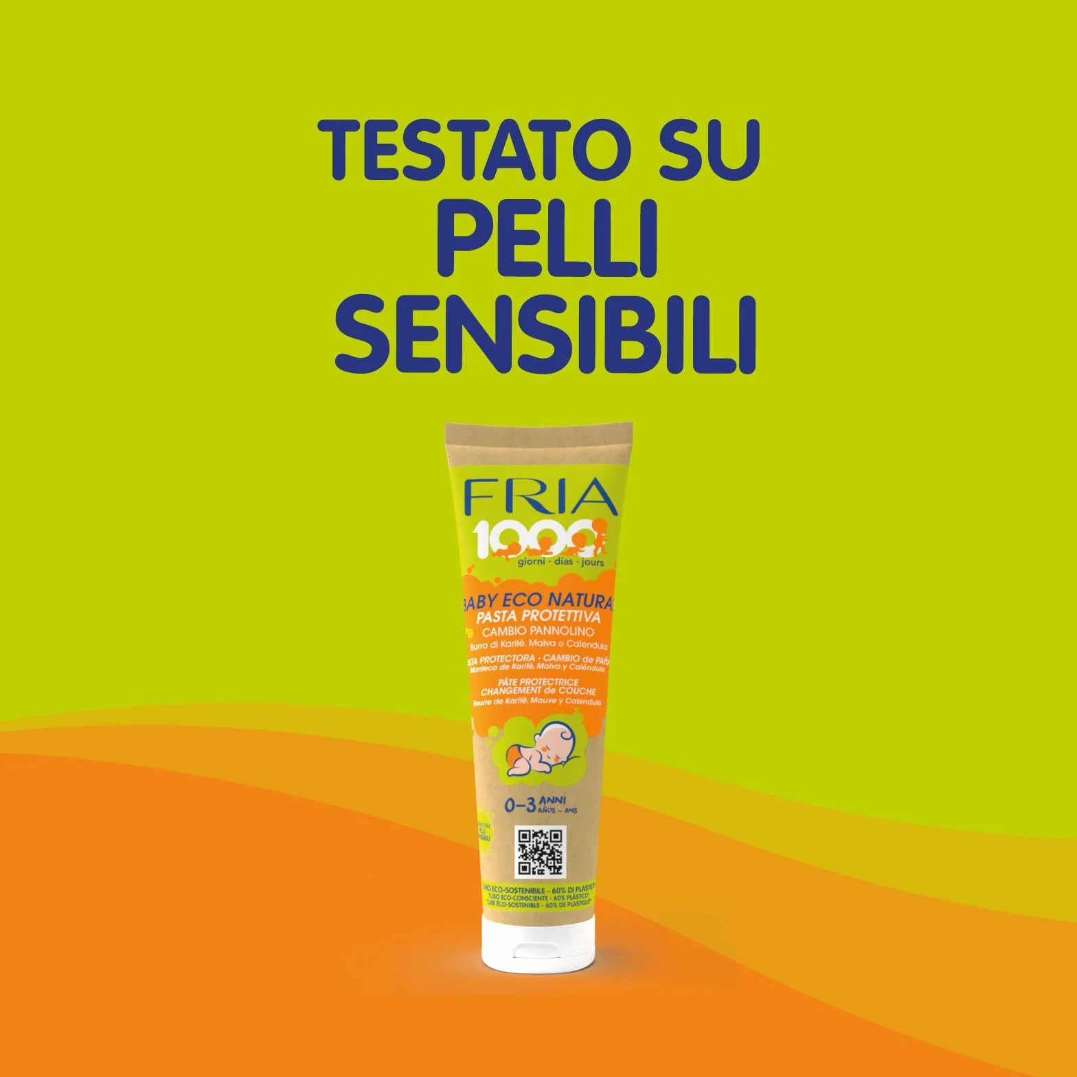 Fria 1000Giorni Crema Cambio Pannolino Protettiva Baby Eco Natural, Pasta Lenitiva con Ossido di Zinco e Calendula, 100ml