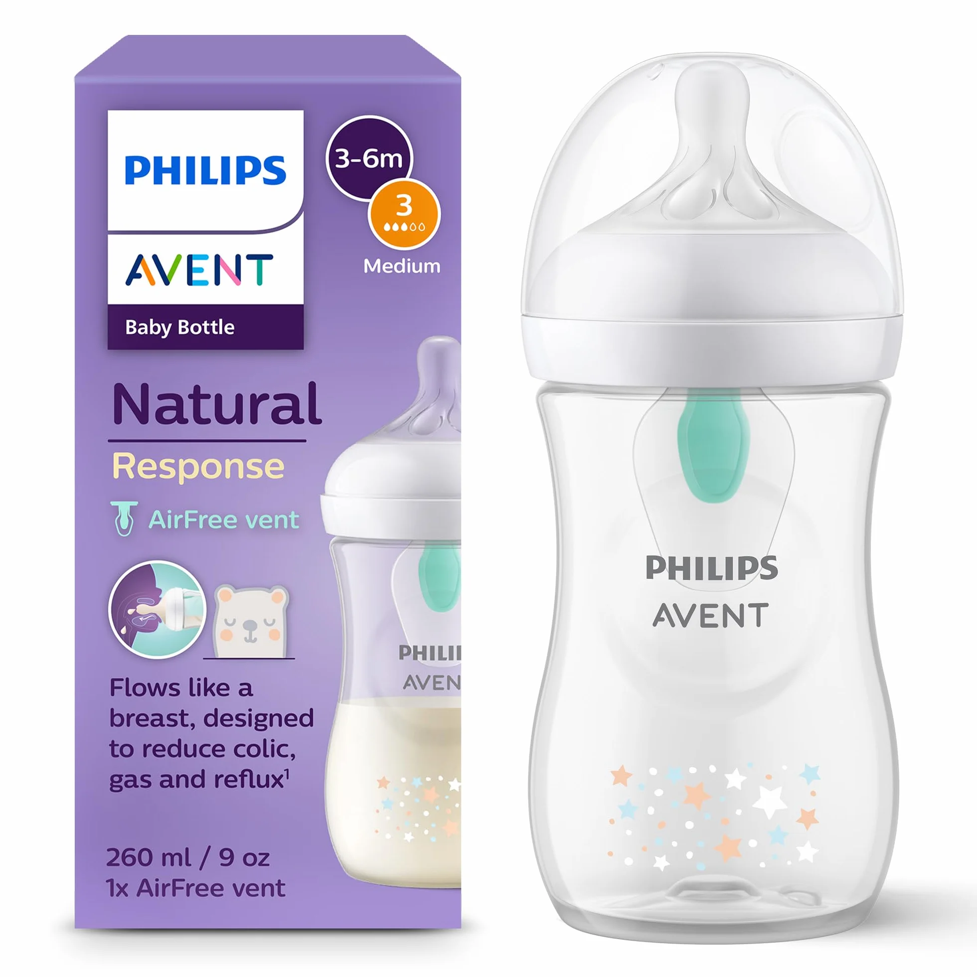 Philips Avent Biberon Natural Response 260 ml Airfree senza BPA SCY673/82