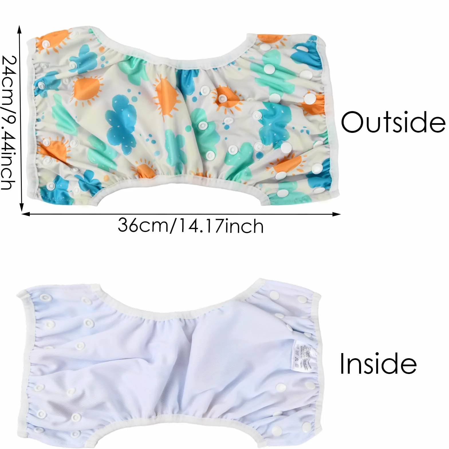 Pannolino da Nuoto Riutilizzabile Lavabile per Neonata 0-2 Anni Costume Regolabile 3-15 kg