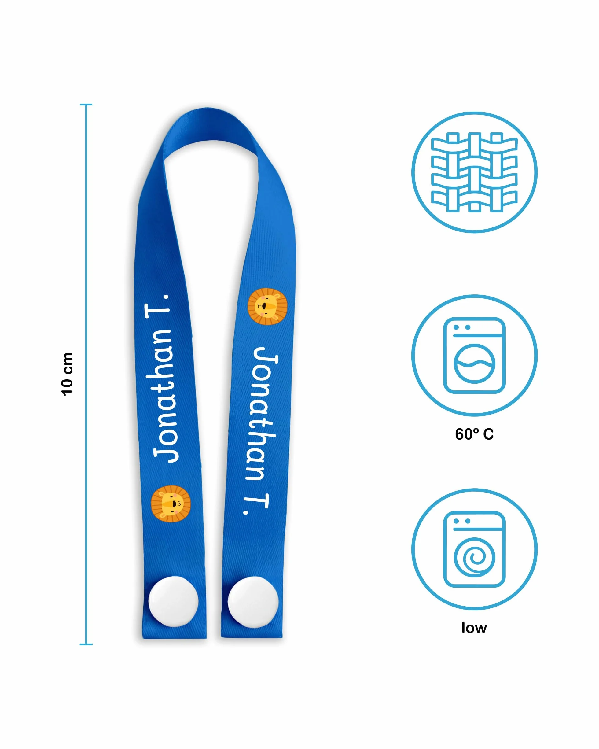 ETIKIDS 6 Cinghie per Appendere Vestiti Bambini Personalizzate con Nome, Etichette in Tessuto per Giacche, Grembiuli e Zaini, Senza Cucire, Lavabili