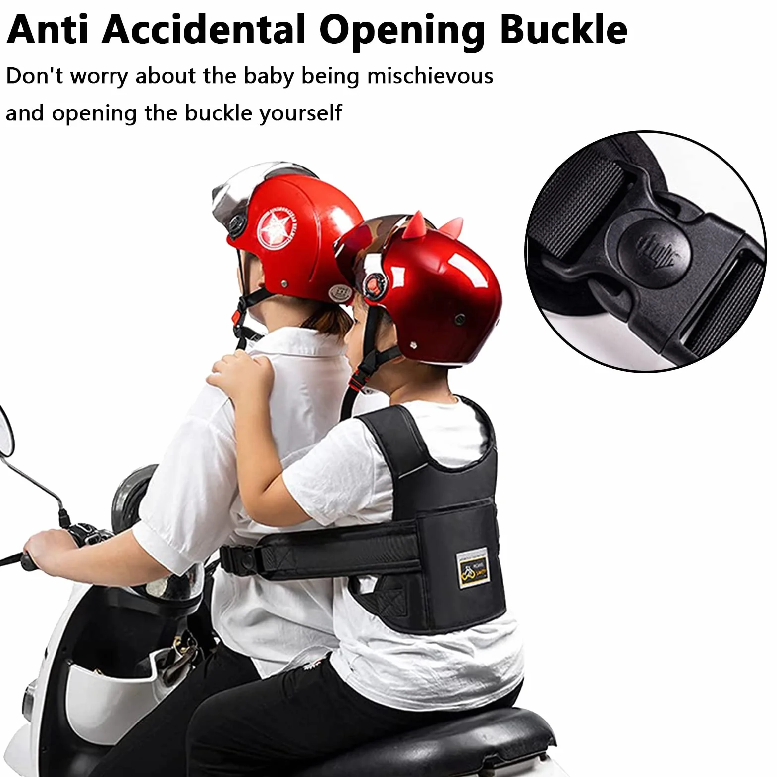 Cintura Moto Bambini Omologata Con Tasca E Strisce Riflettenti Protezione Anticaduta 1-12 Anni
