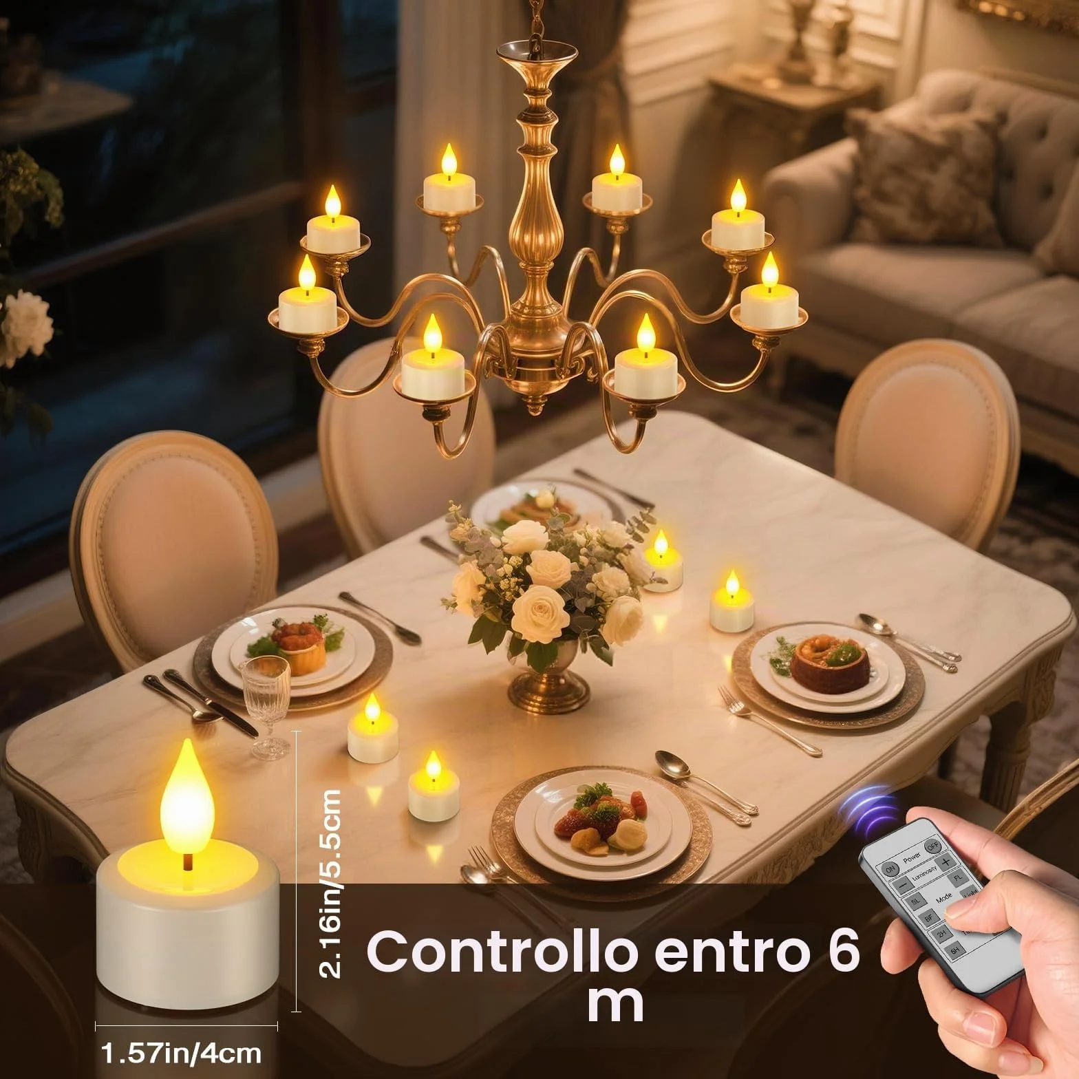 PChero Ricaricabili Tea Light Candele Led con Telecomando, 12 Pezzi Mini Candele Tealight Luci a Led Batteria Natalizie Decorative Finte Elettriche Effetto Reale Per Halloween Natale Decorazioni Casa