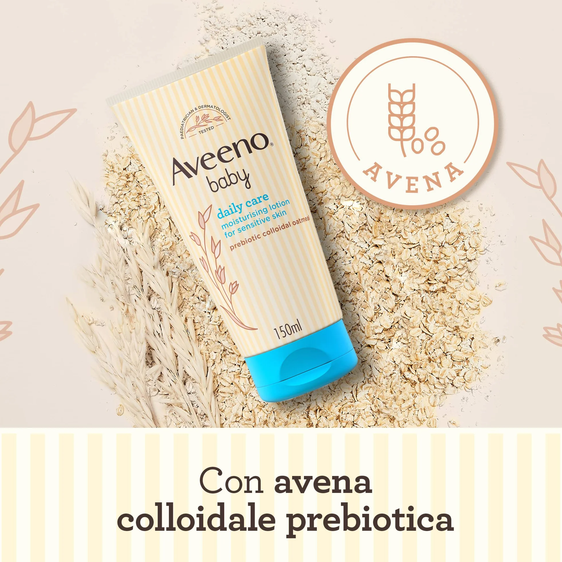 Aveeno Baby Daily Care Crema Idratante per Bambini e Neonati con Avena Colloidale, 150 ml