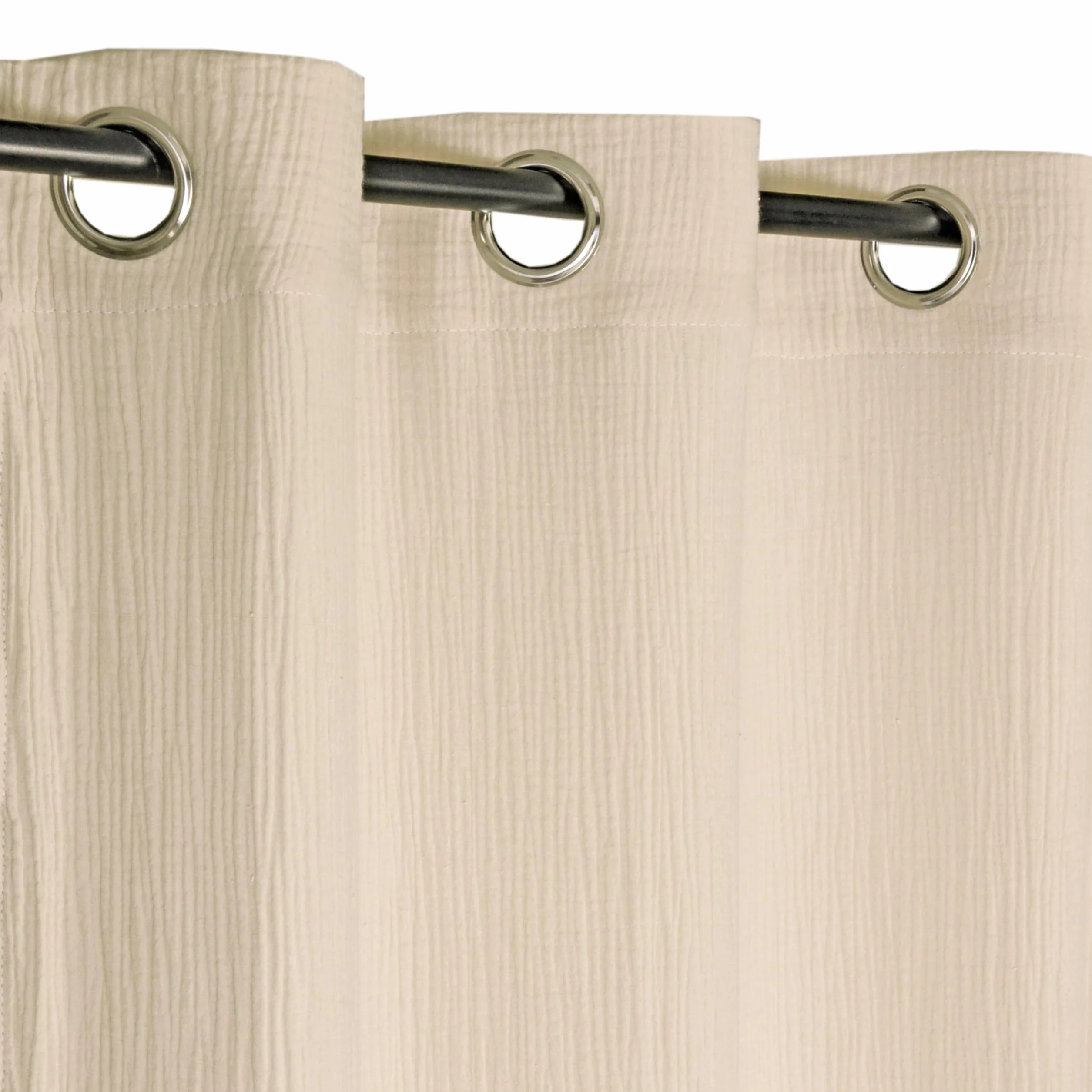 Atout Ciel Tenda in doppia garza di cotone con occhielli 130 x 240 cm beige