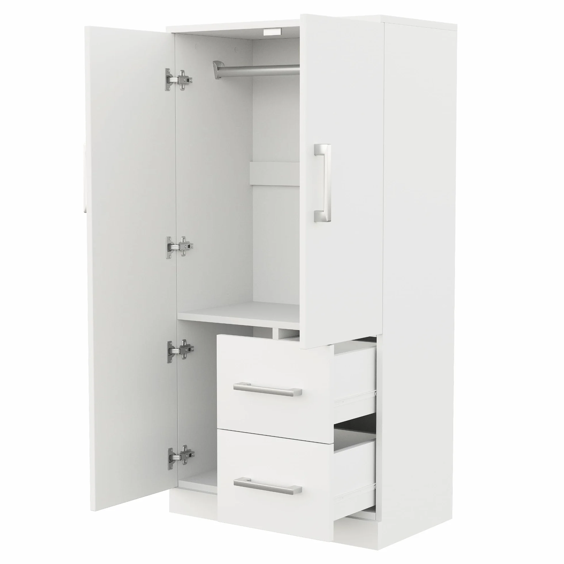 Armadio Bambini 2 Ante Legno 70x40x135 cm Bianco