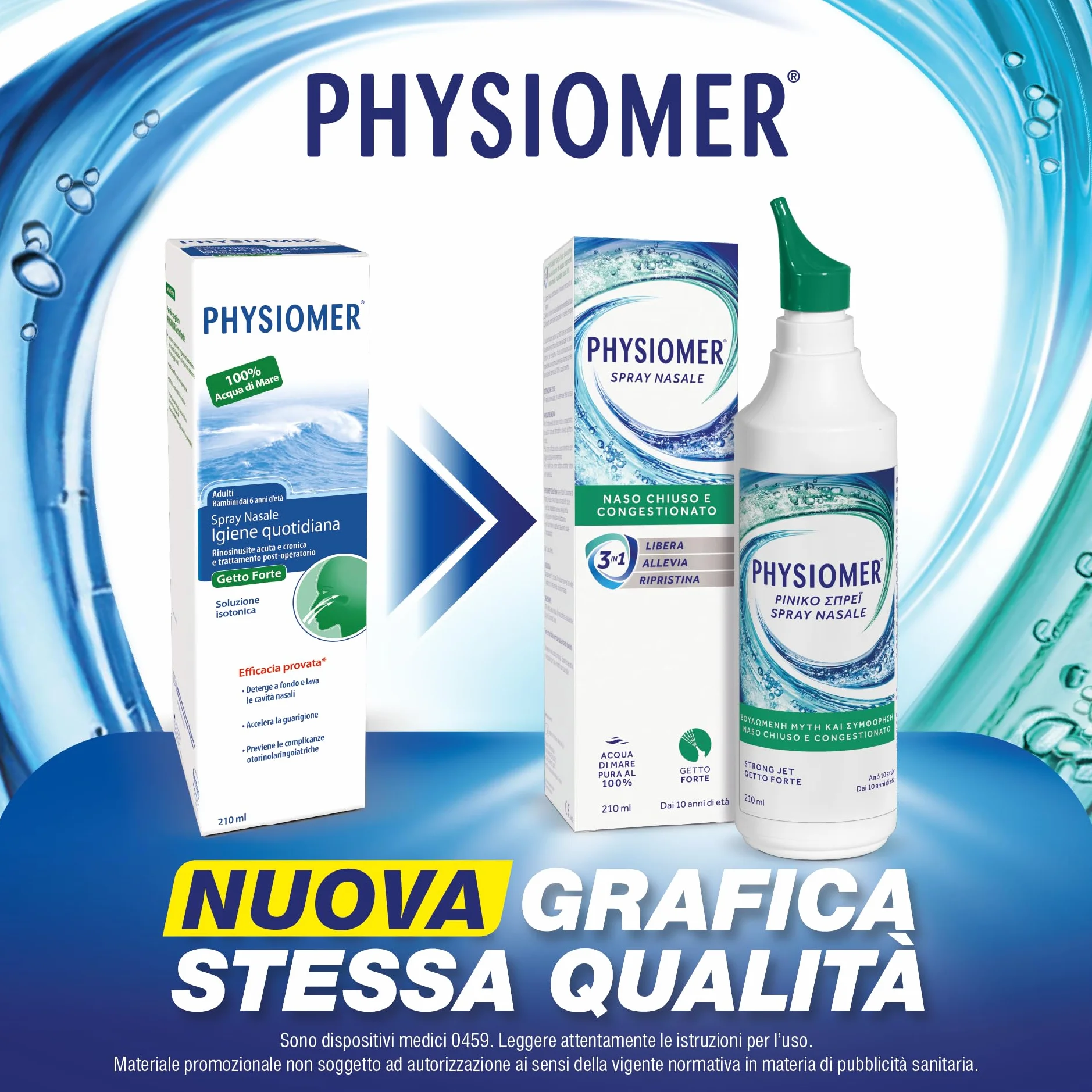 Physiomer Getto Forte Spray Nasale 210 ml 3in1 Acqua di mare pura