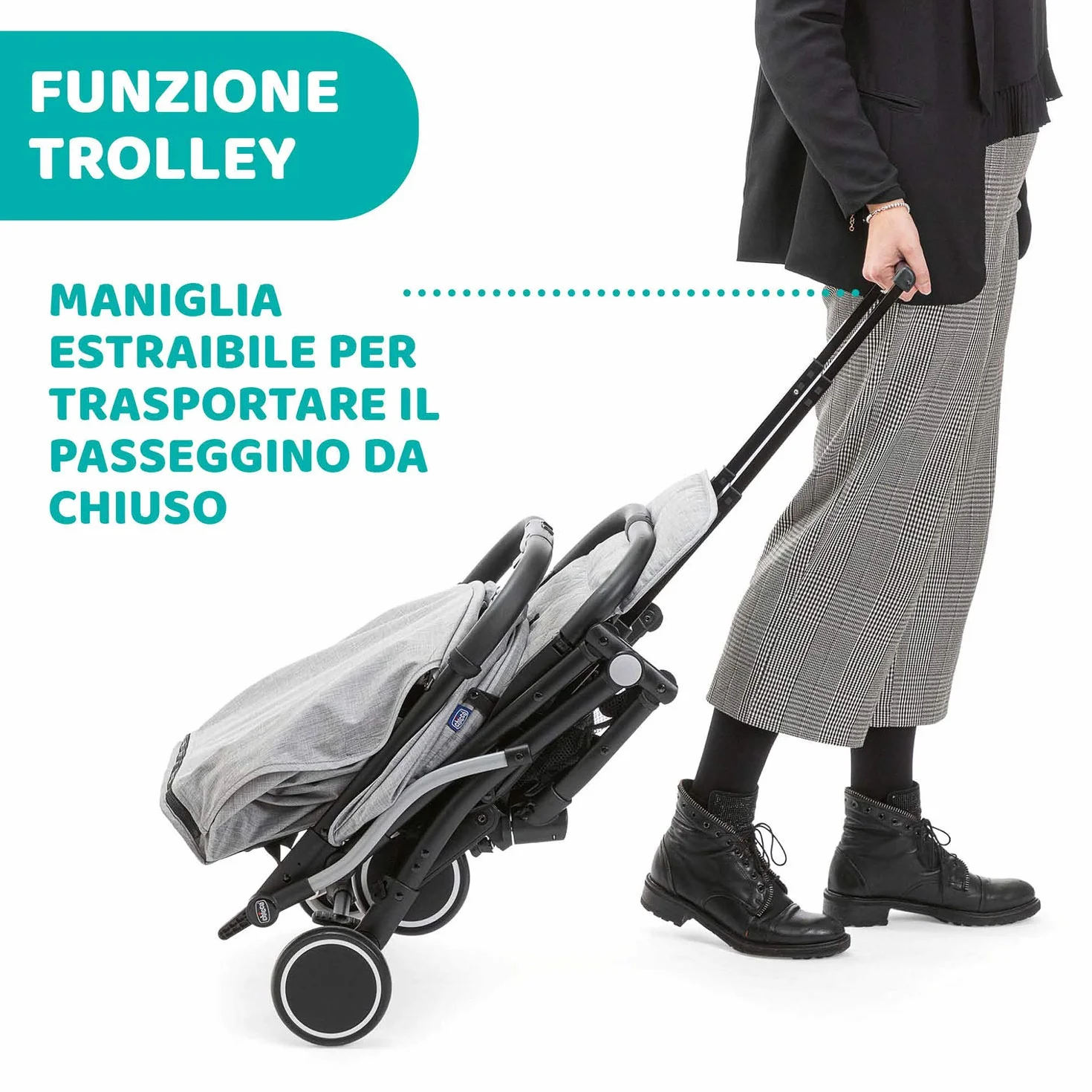 Chicco Trolley Me Passeggino Leggero Reclinabile Pieghevole 0-15 kg Chiusura Compatta Parapioggia Cappottina Estendibile Light Grey