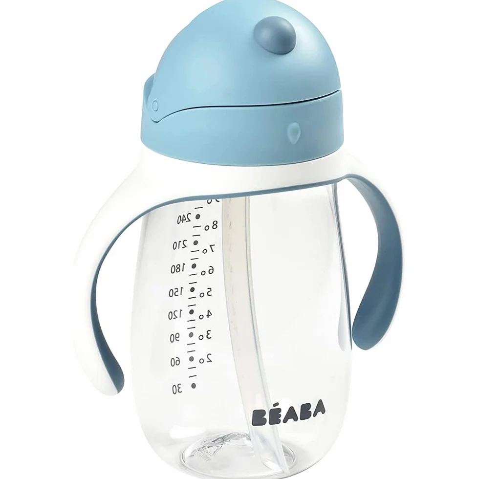 BÉABA Biberon Tazza di Apprendimento 2 in 1 300 ml Tritan Silicone Blu