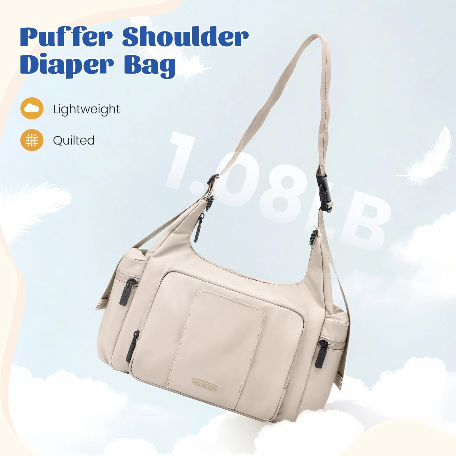 Borsa per pannolini Puffer 14L, borsa da viaggio grande capacità, tracolla ospedale per mamma