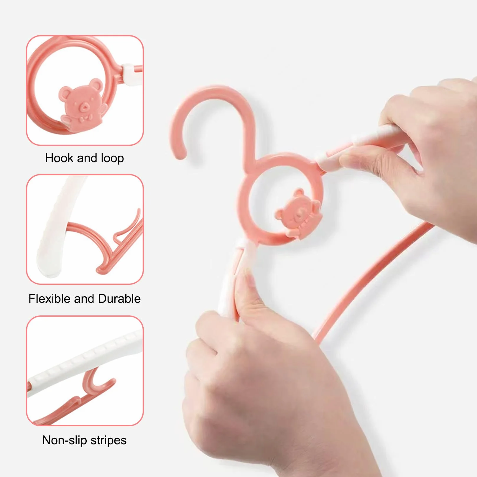 Grucce Neonato Appendiabiti Bambini Estensibile con Ganci Orsetto 20 Pezzi