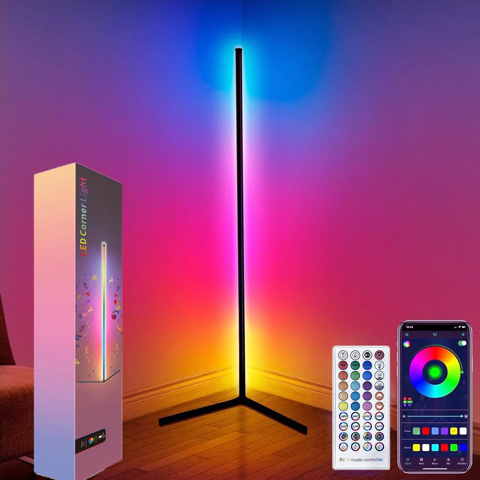 Lampada da Terra LED,155CM, RGB Piantana Dimmerabile con APP e Telecomando, Musica Sincronizzazione, Smart Lampade da Terra Salotto, Piantana LED per Soggiornoe Camera da Letto