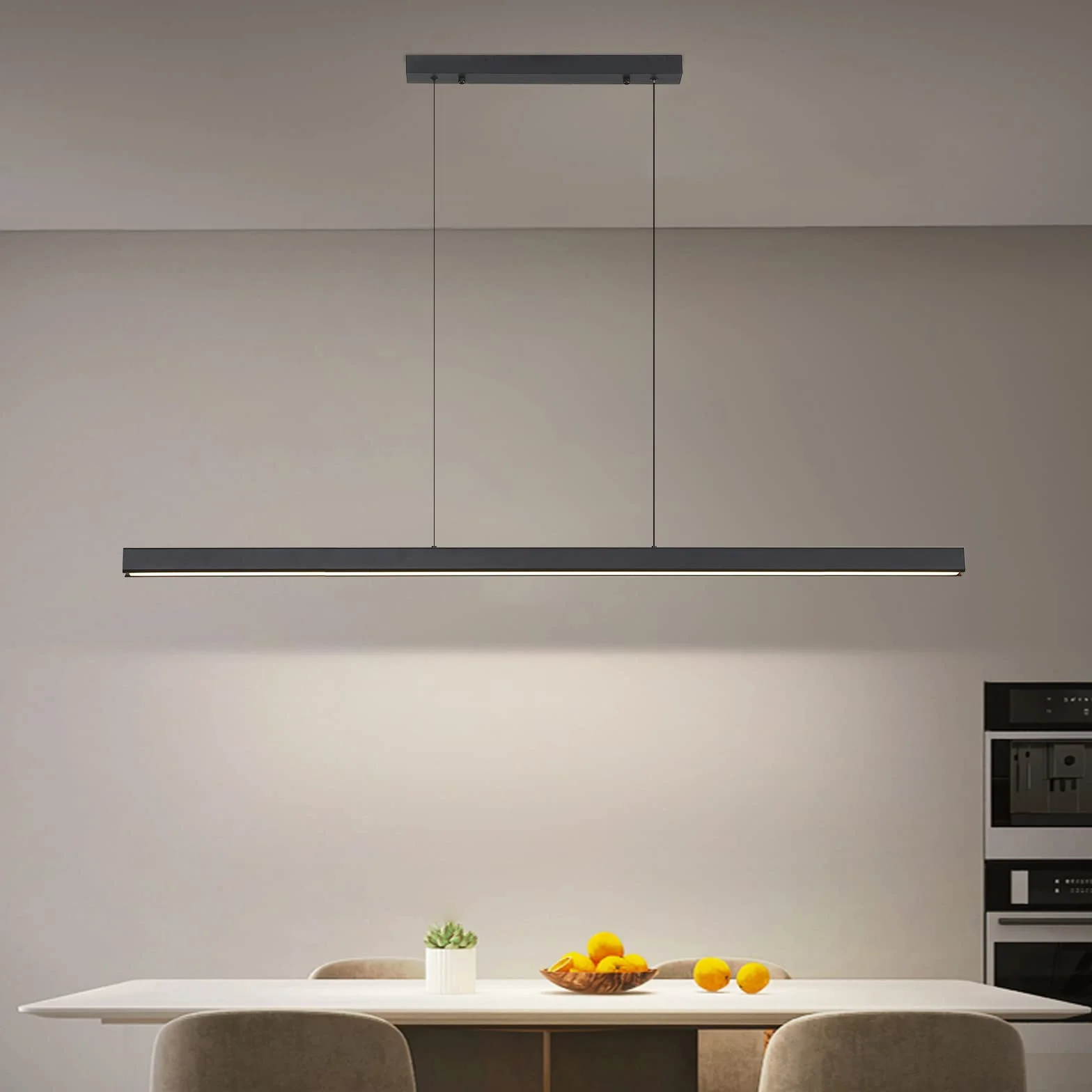 Mikeru Lampada a Sospensione da Tavolo da Pranzo, 120cm Moderna Lineare a LED 10%-100% Dimmerabile 3000/4500/6000k 3 Colori Lampadario LED Sospensione Dimmerabile per Sala Da Pranzo, Soggiorno