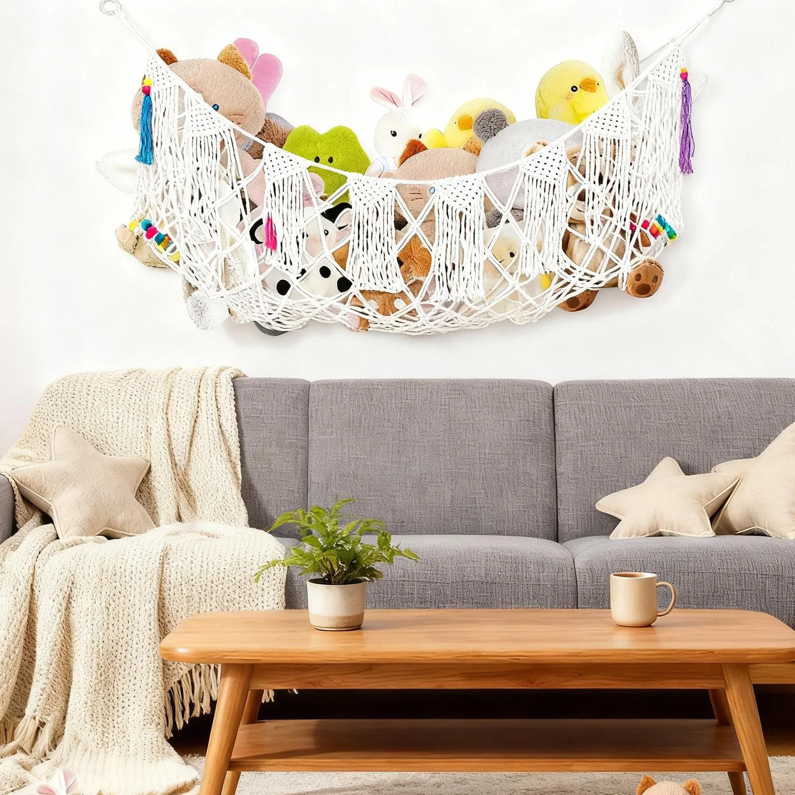 Rete Amaca Per Animali Di Peluche Resistente Grande Decorazione Stanza Porta Giocattoli Rete Maglia Organizzazione Esposizione