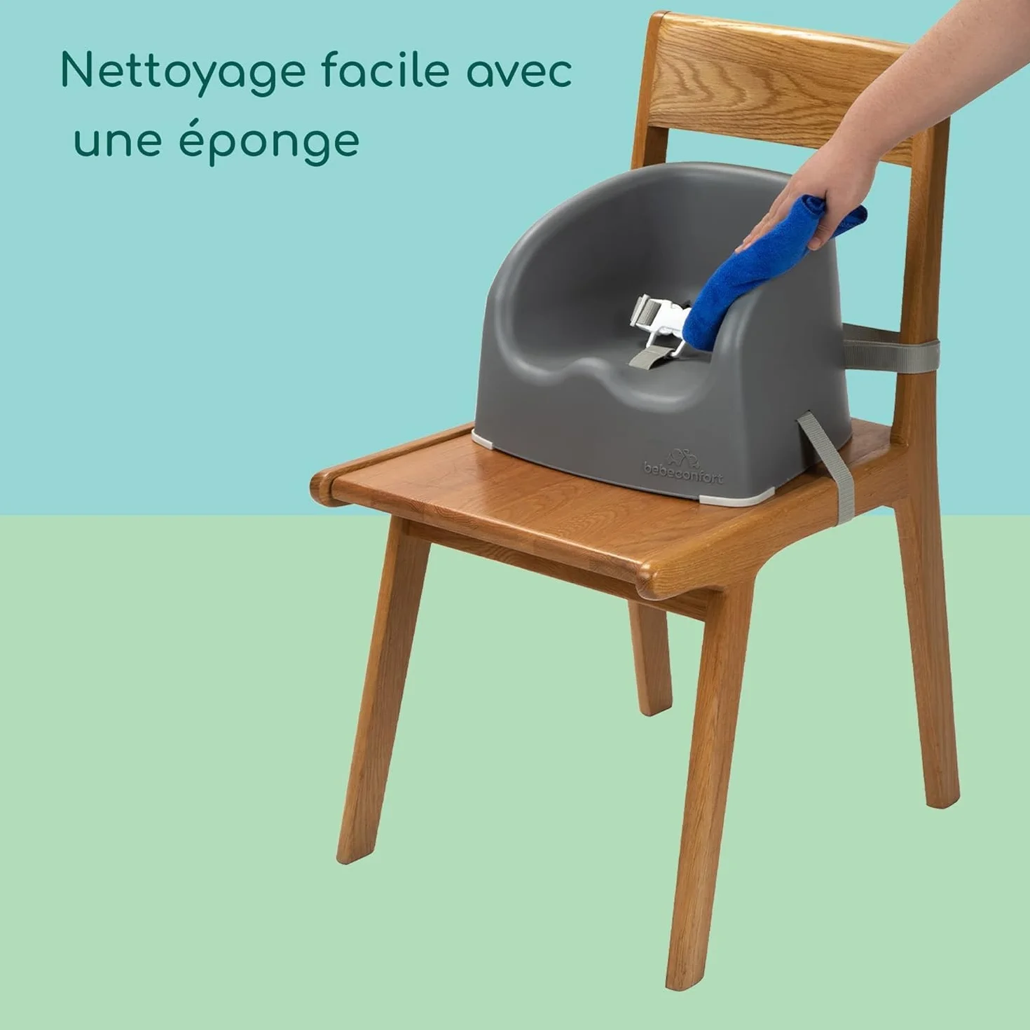 Bebeconfort Essential Booster Alzasedia per Bambini, Rialzo da Tavolo Portatile, Seggiolone Pappa, 6 Mesi-3 Anni, 15 kg, Warm Grey