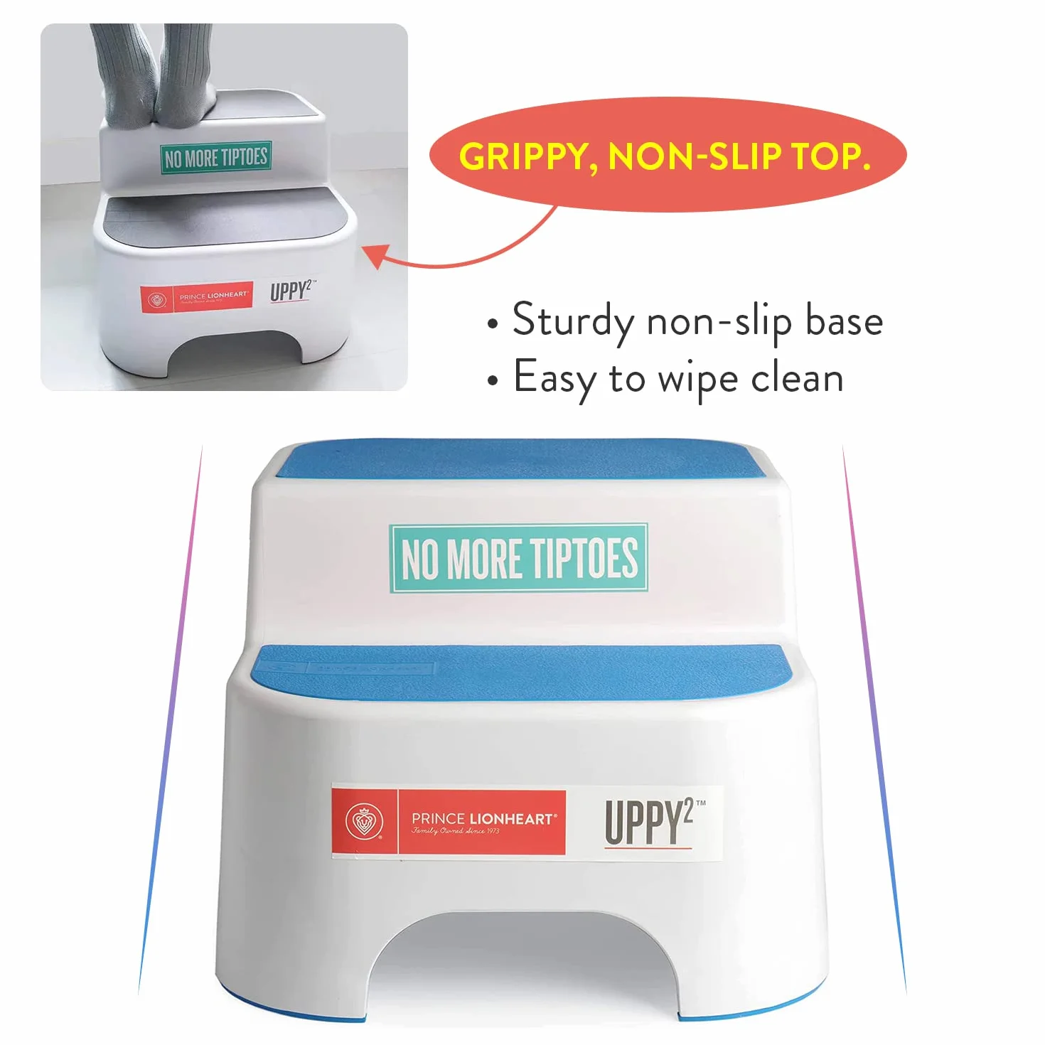 Prince Lionheart Uppy2 Sgabello a Due Passi per Bambini Antiscivolo Blu