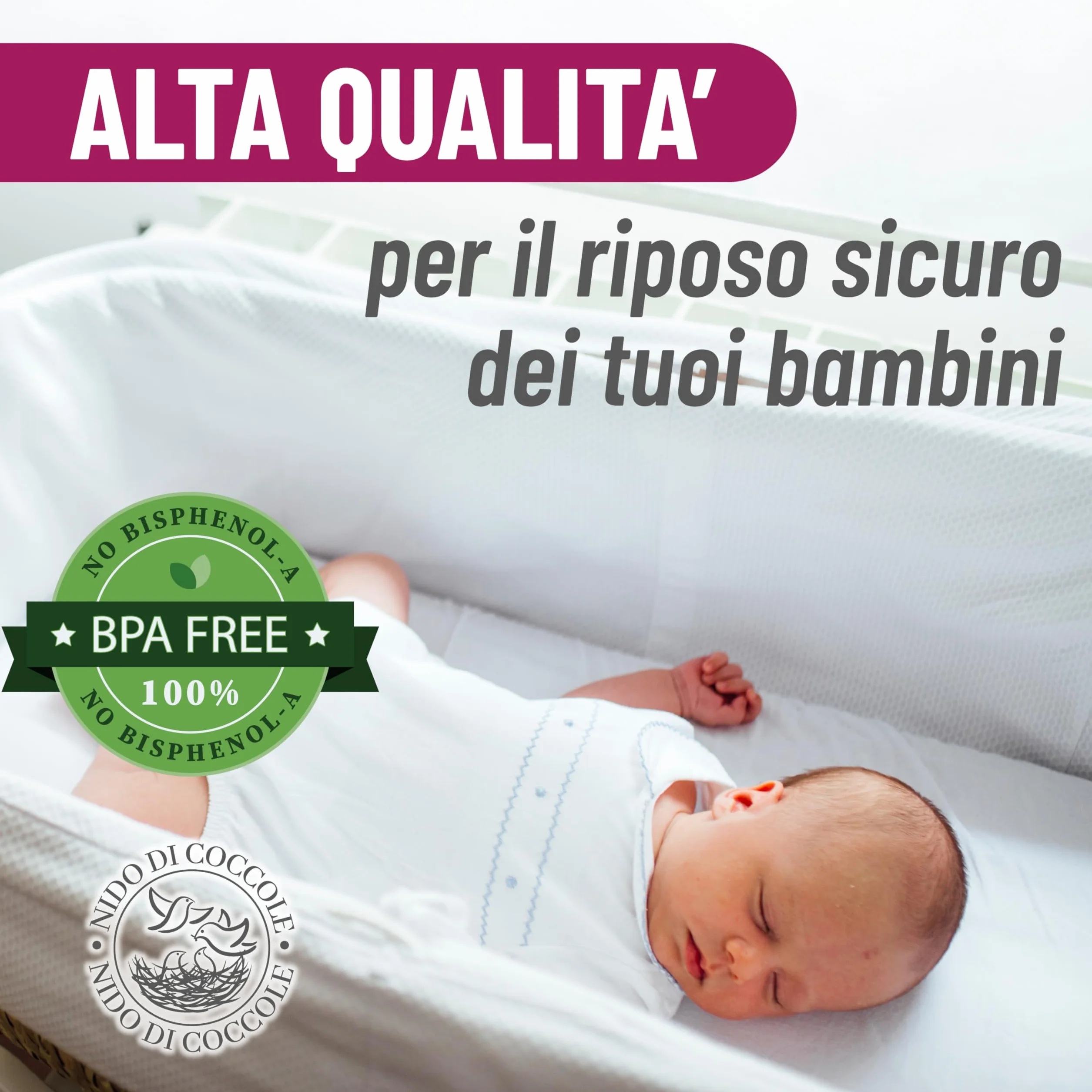 Coprimaterasso Next to Me 60x90 cm Set 2 sztuk Traspiranti Lavabili Angoli Elasticizzati Antiacaro